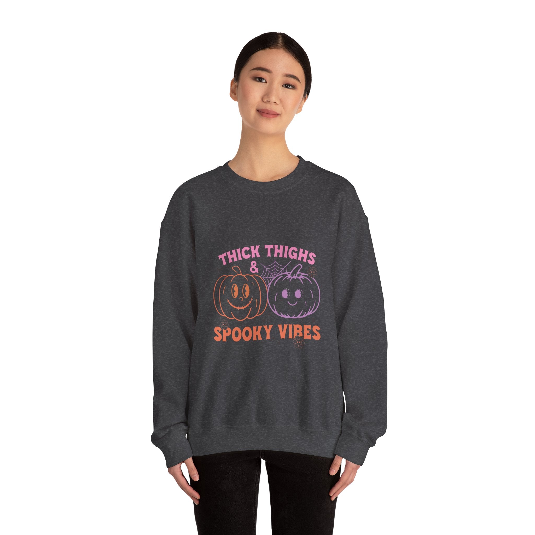 Spooky Vibes Sweatshirt, Pumpkin Crewneck, Halloween Apparel, Cozy Fall Fashion, Unisex Casual Wear, Perfect for Halloween Parties