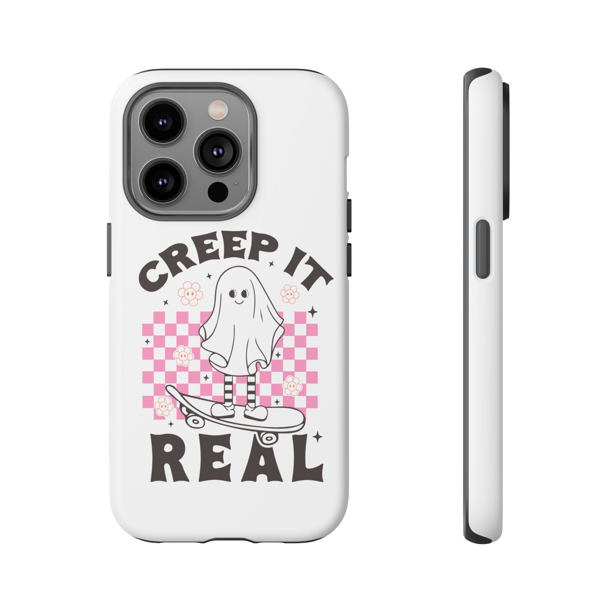 Cute Ghost Phone Case - Creep It Real, Halloween Accessories, Skateboard Theme, Kawaii Gift, Fun Phone Cover