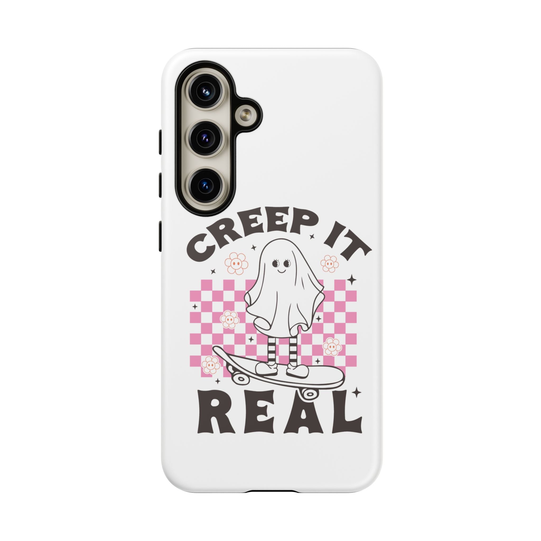 Cute Ghost Phone Case - Creep It Real, Halloween Accessories, Skateboard Theme, Kawaii Gift, Fun Phone Cover