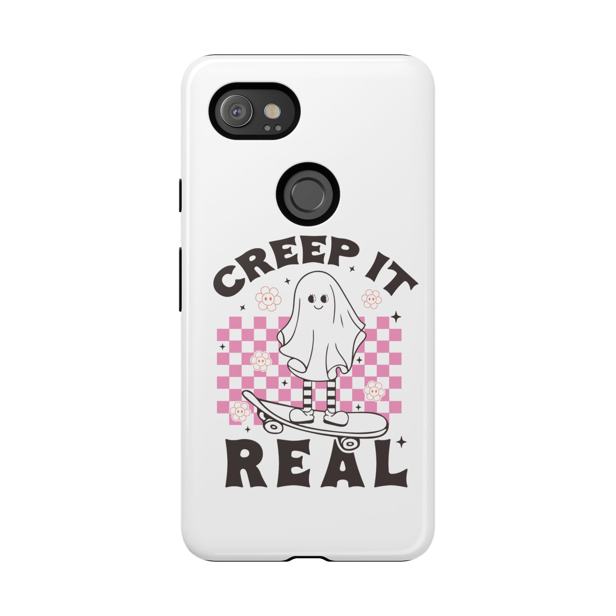 Cute Ghost Phone Case - Creep It Real, Halloween Accessories, Skateboard Theme, Kawaii Gift, Fun Phone Cover