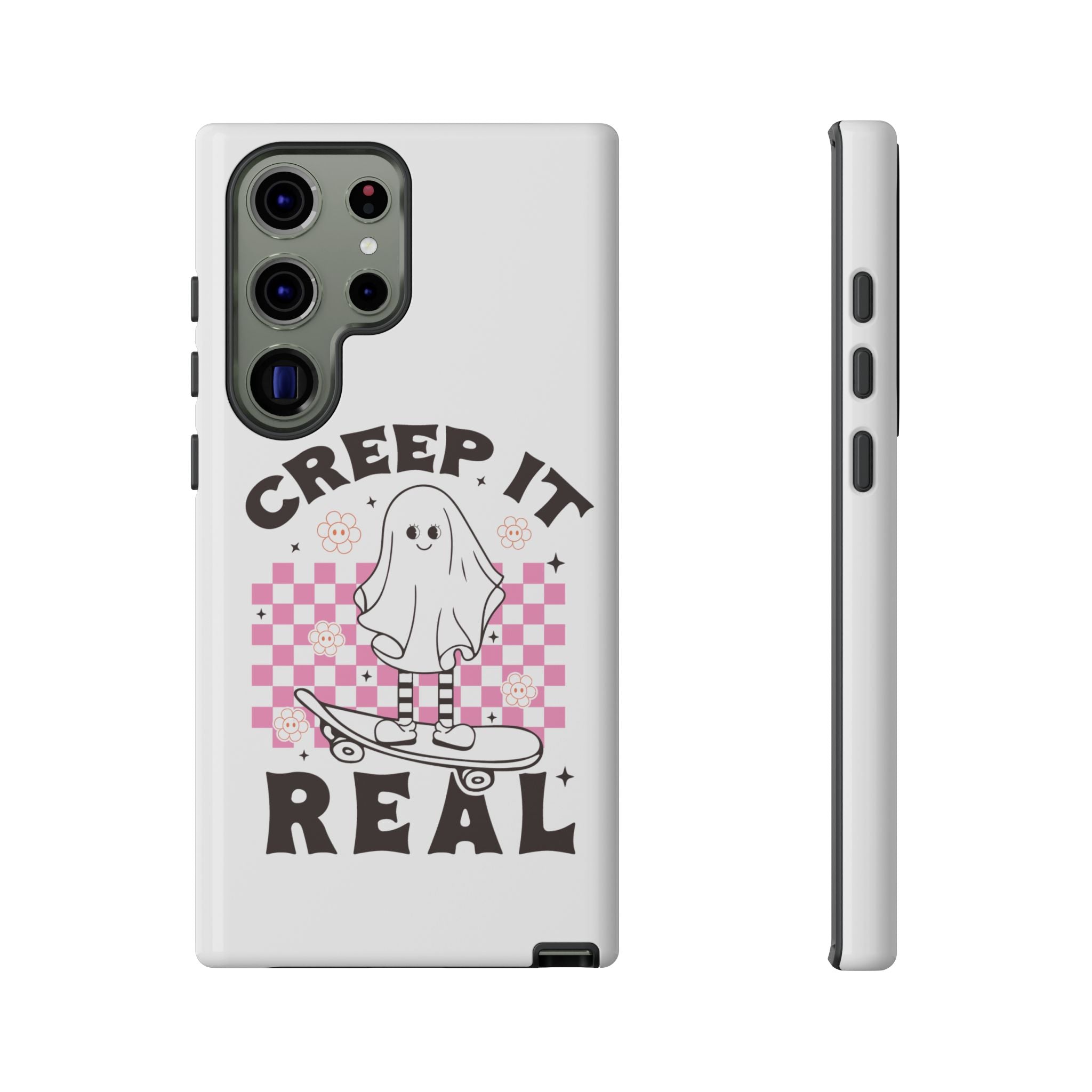Cute Ghost Phone Case - Creep It Real, Halloween Accessories, Skateboard Theme, Kawaii Gift, Fun Phone Cover