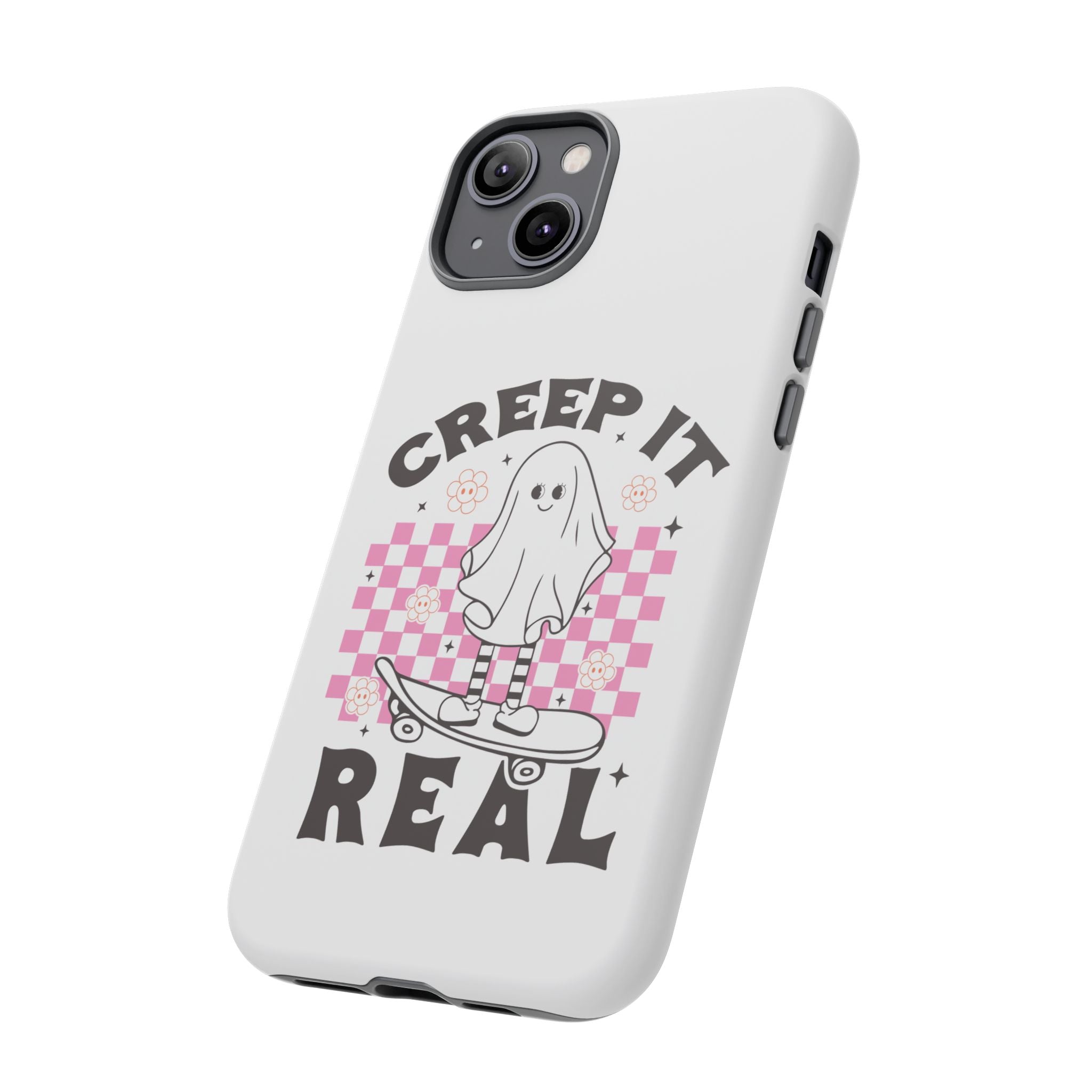 Cute Ghost Phone Case - Creep It Real, Halloween Accessories, Skateboard Theme, Kawaii Gift, Fun Phone Cover