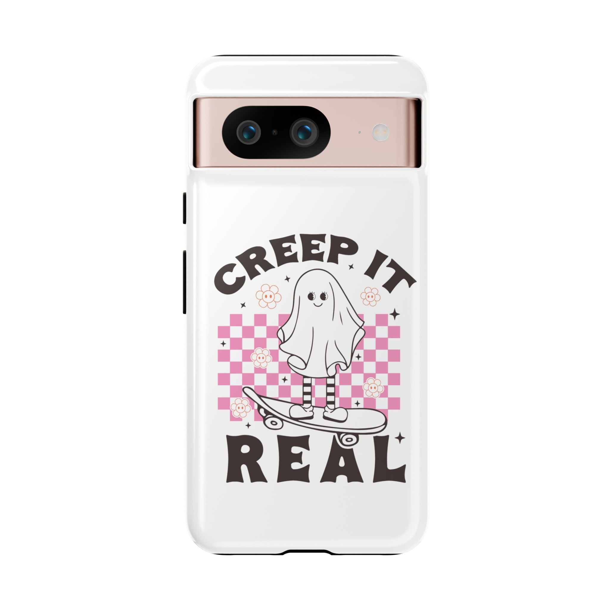 Cute Ghost Phone Case - Creep It Real, Halloween Accessories, Skateboard Theme, Kawaii Gift, Fun Phone Cover