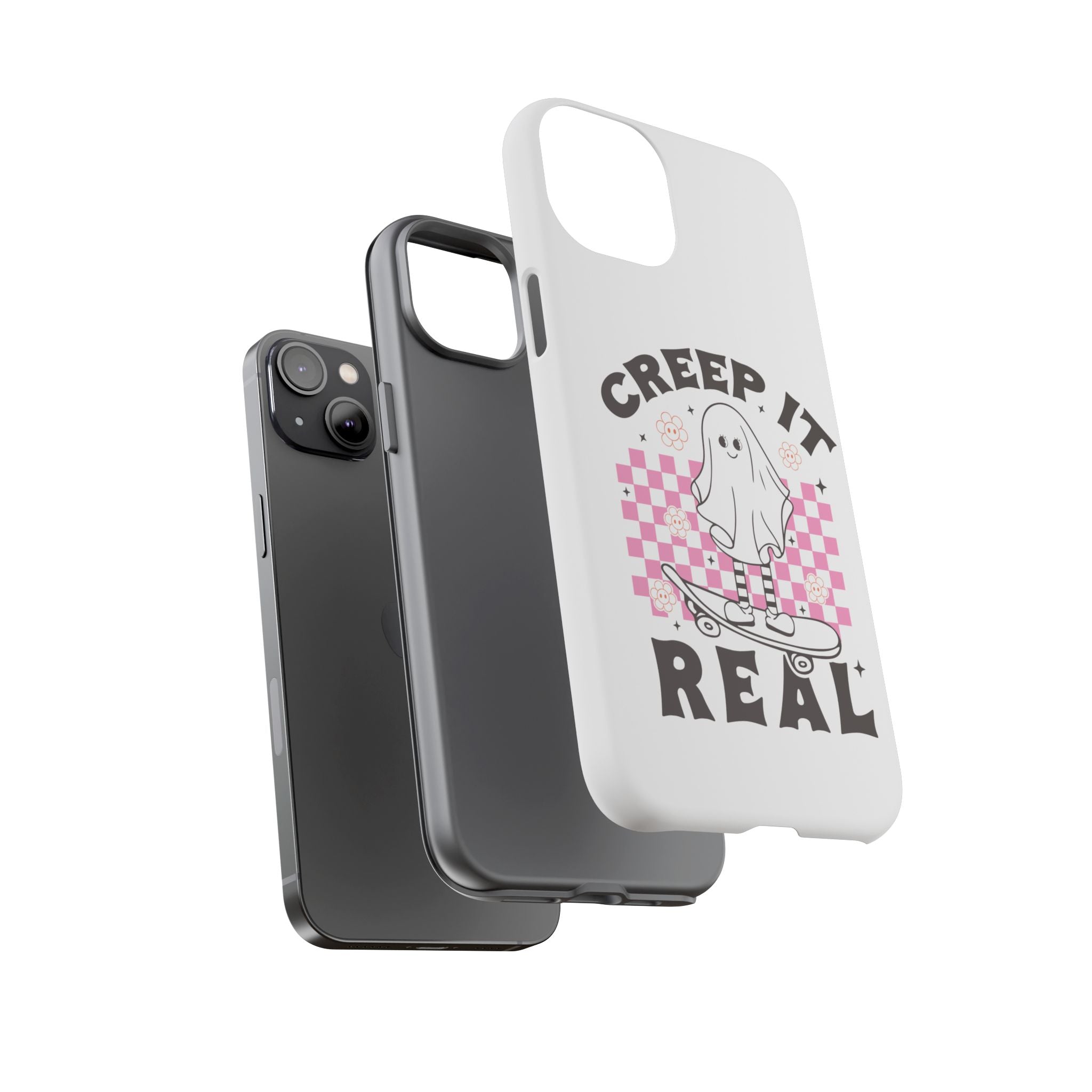 Cute Ghost Phone Case - Creep It Real, Halloween Accessories, Skateboard Theme, Kawaii Gift, Fun Phone Cover