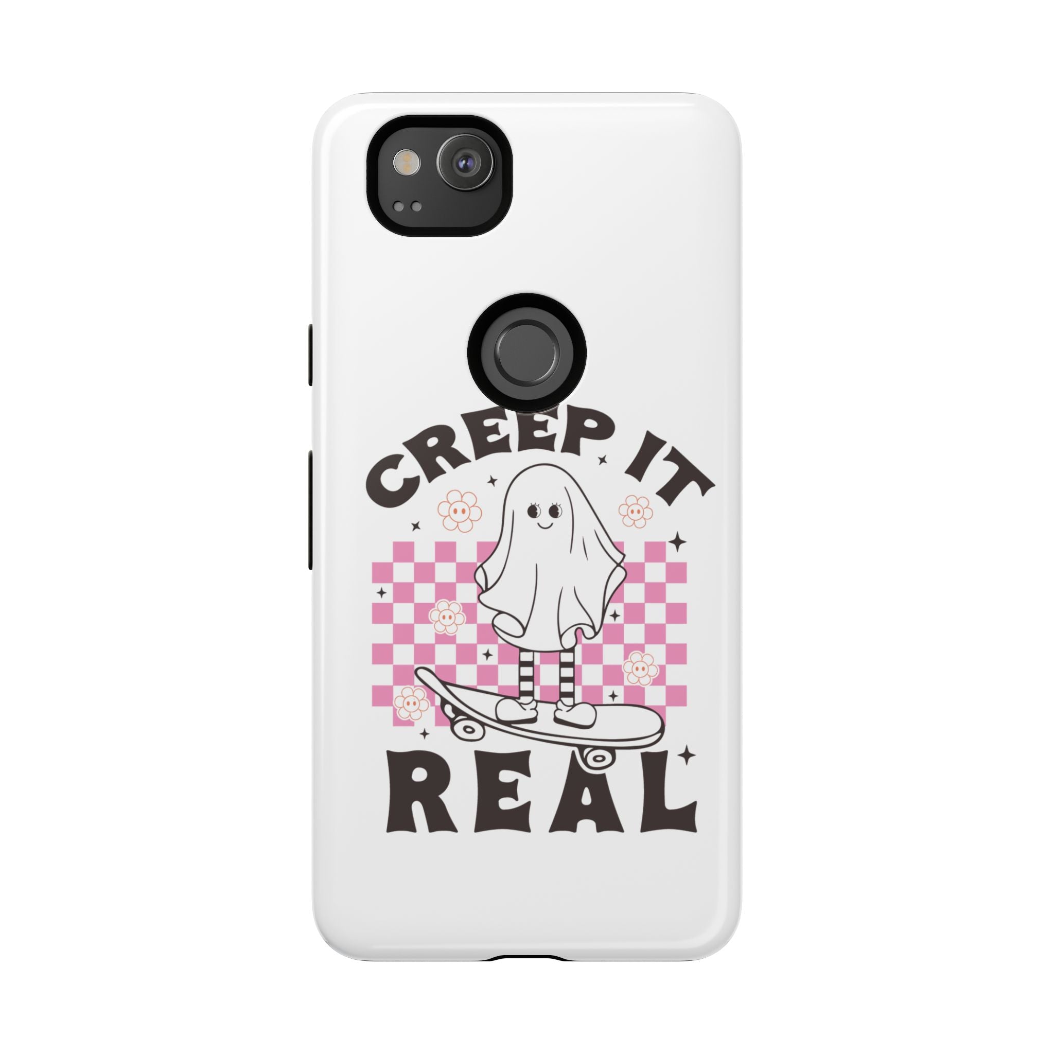 Cute Ghost Phone Case - Creep It Real, Halloween Accessories, Skateboard Theme, Kawaii Gift, Fun Phone Cover