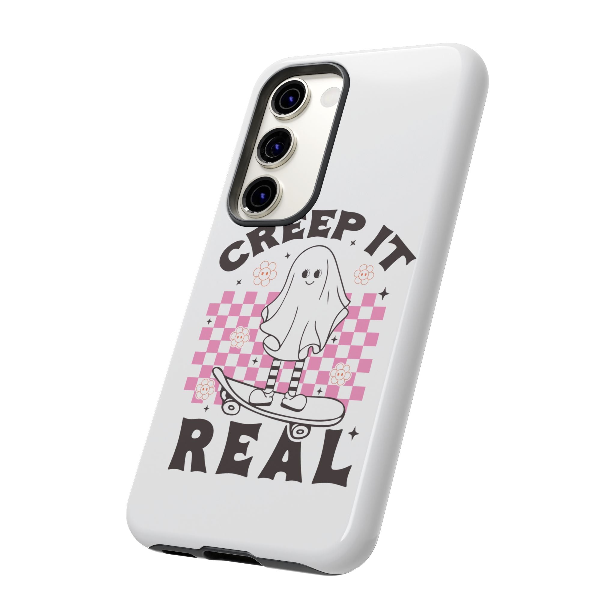 Cute Ghost Phone Case - Creep It Real, Halloween Accessories, Skateboard Theme, Kawaii Gift, Fun Phone Cover