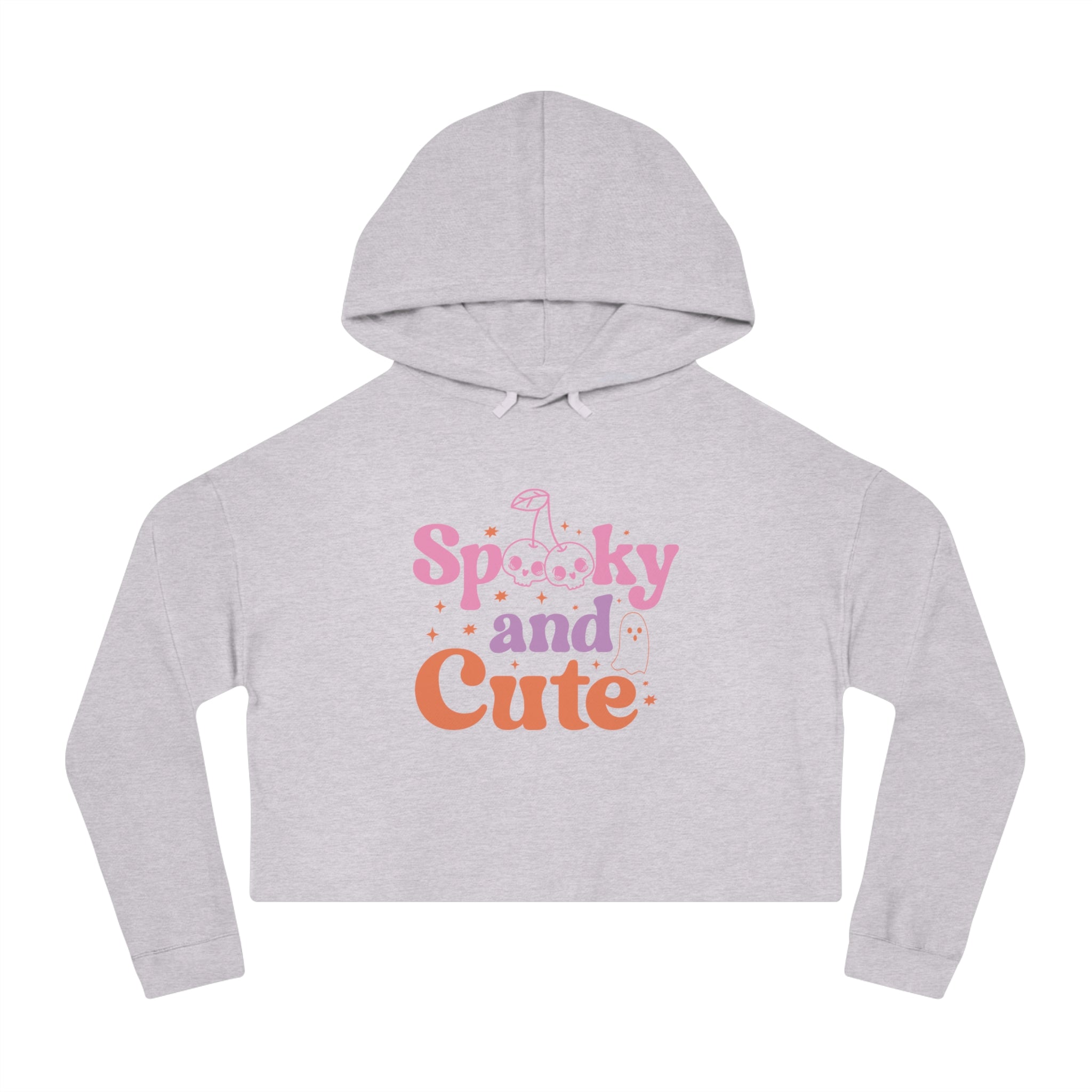 Spooky and Cute Cropped Hoodie, Women's Halloween Fashion, Cozy Sweatshirt, Trendy Fall Apparel, Gift for Her, Casual Style - Threads & Echo