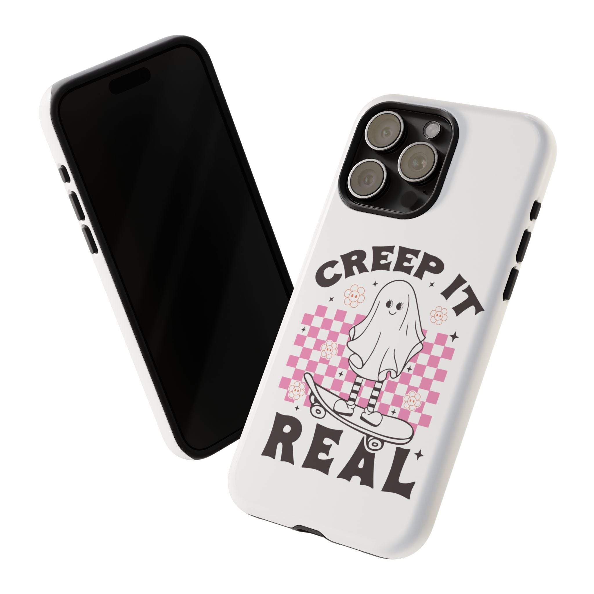 Cute Ghost Phone Case - Creep It Real, Halloween Accessories, Skateboard Theme, Kawaii Gift, Fun Phone Cover