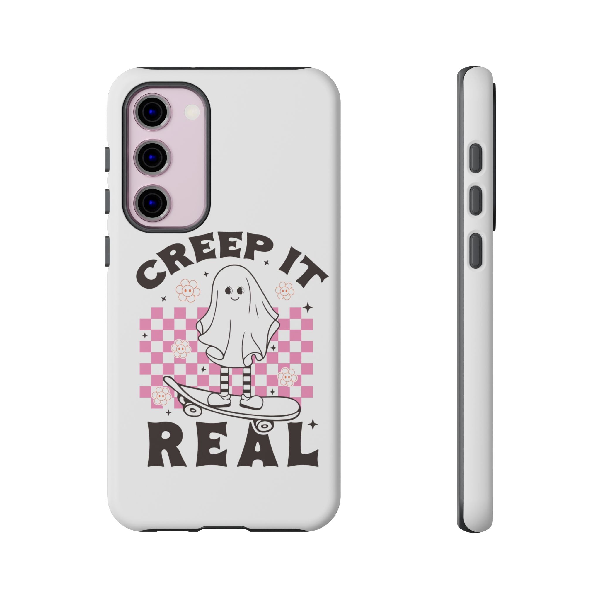 Cute Ghost Phone Case - Creep It Real, Halloween Accessories, Skateboard Theme, Kawaii Gift, Fun Phone Cover