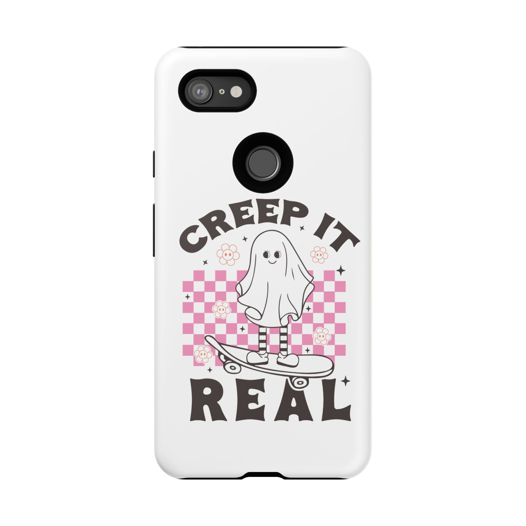 Cute Ghost Phone Case - Creep It Real, Halloween Accessories, Skateboard Theme, Kawaii Gift, Fun Phone Cover