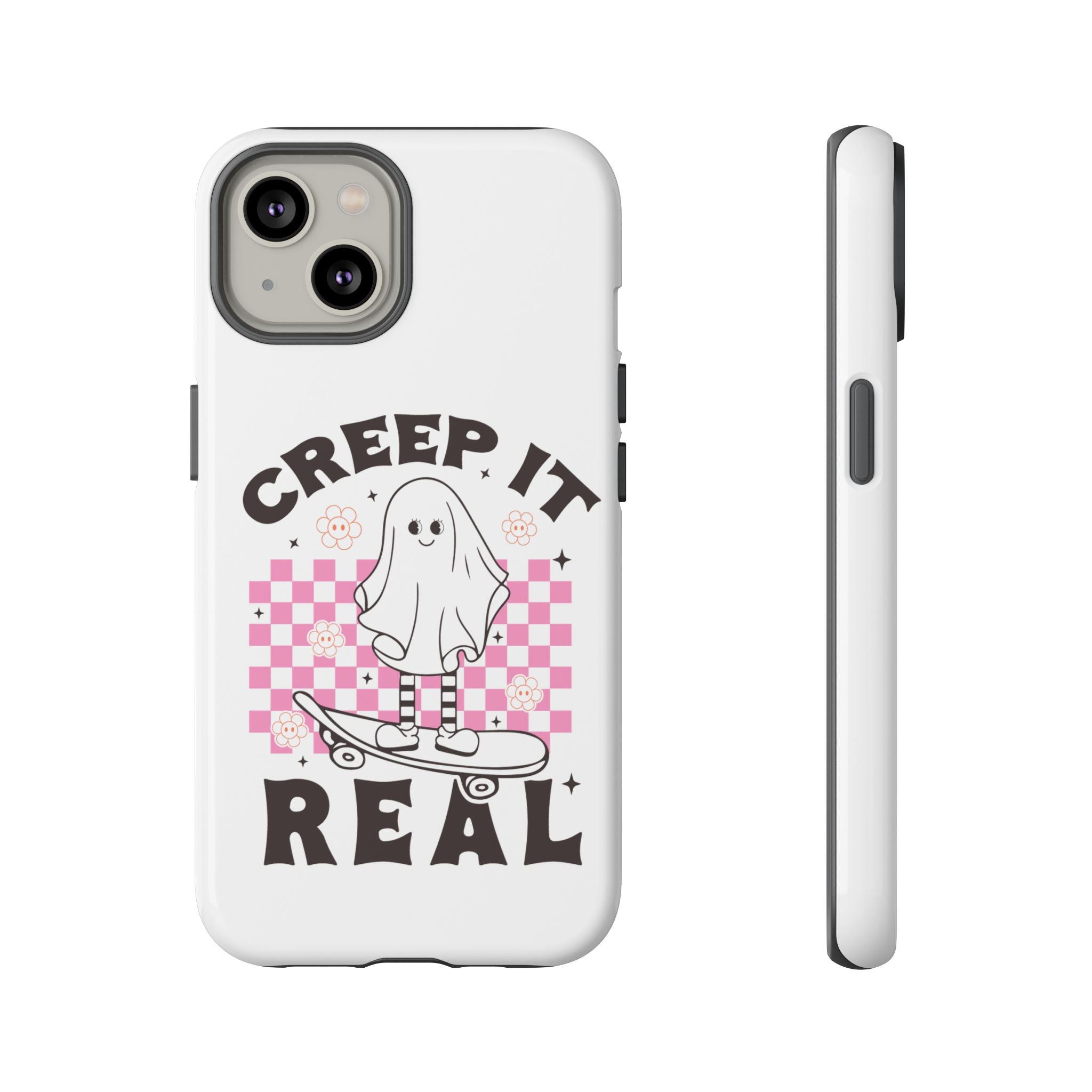 Cute Ghost Phone Case - Creep It Real, Halloween Accessories, Skateboard Theme, Kawaii Gift, Fun Phone Cover