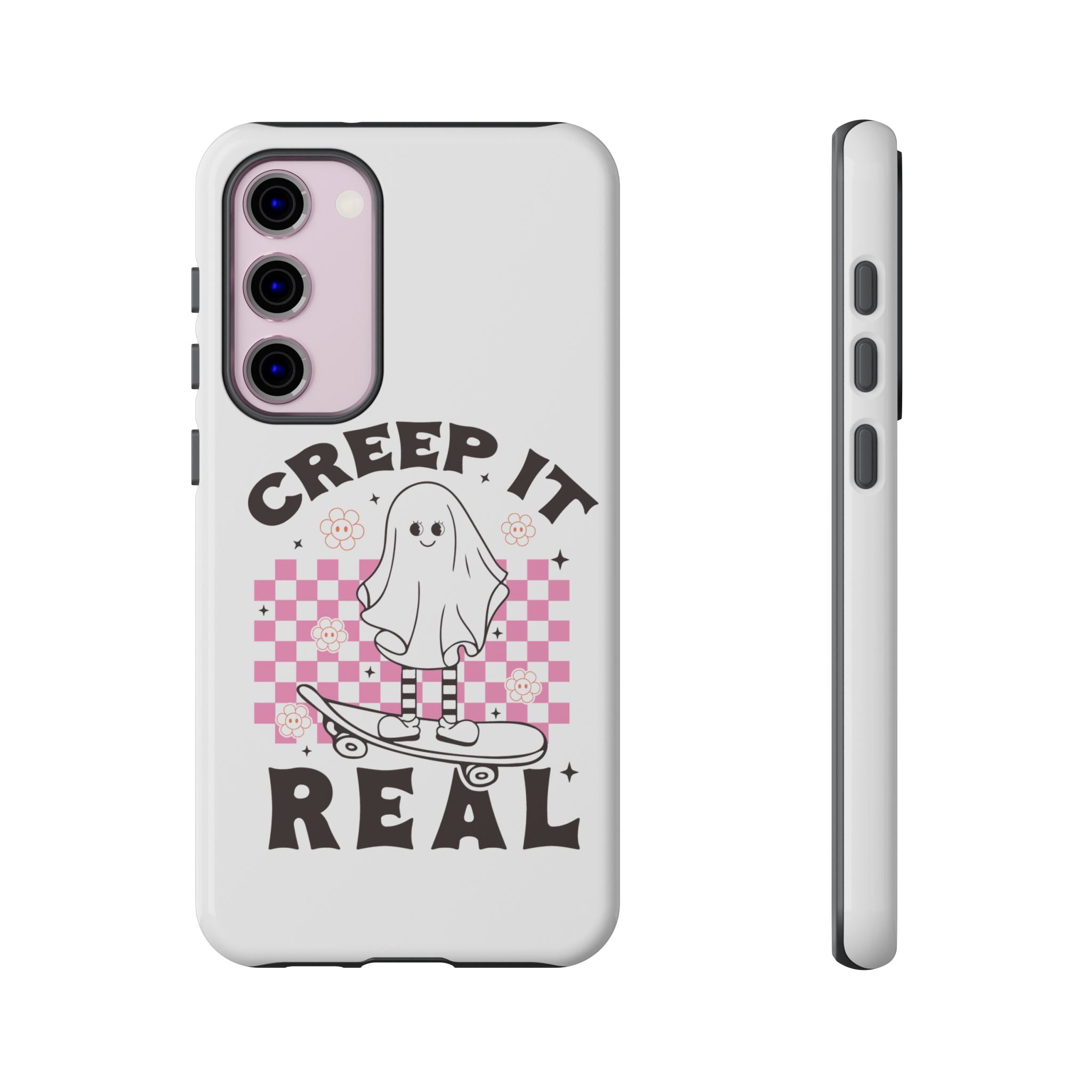Cute Ghost Phone Case - Creep It Real, Halloween Accessories, Skateboard Theme, Kawaii Gift, Fun Phone Cover