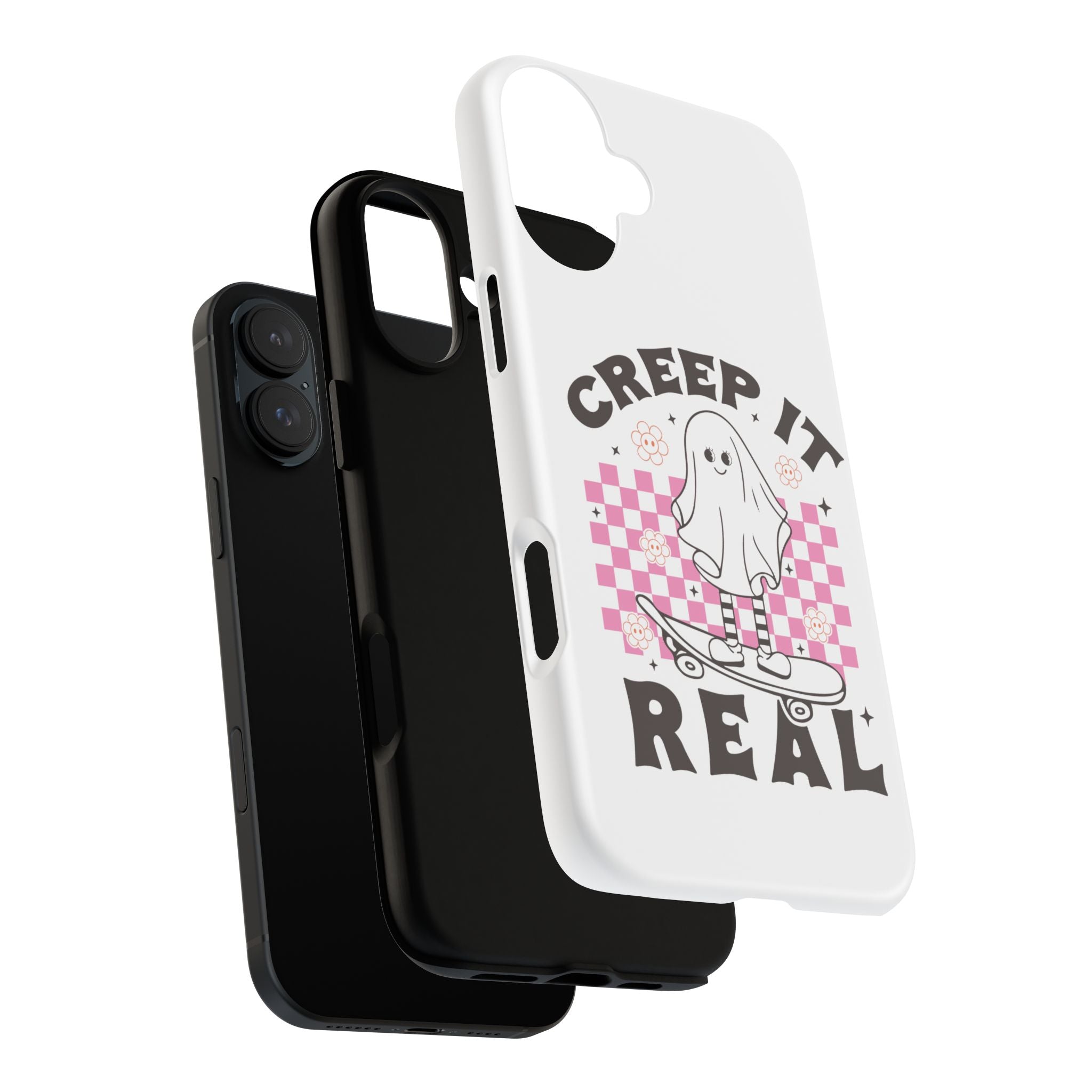 Cute Ghost Phone Case - Creep It Real, Halloween Accessories, Skateboard Theme, Kawaii Gift, Fun Phone Cover