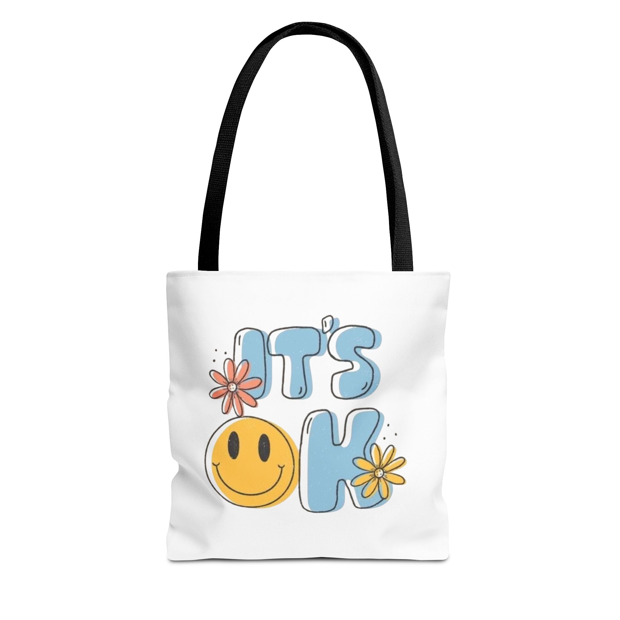 Cheerful Tote Bag - 'It's OK', Colorful Floral Design, Everyday Use, Gift for Friends, Beach & Shopping Bag