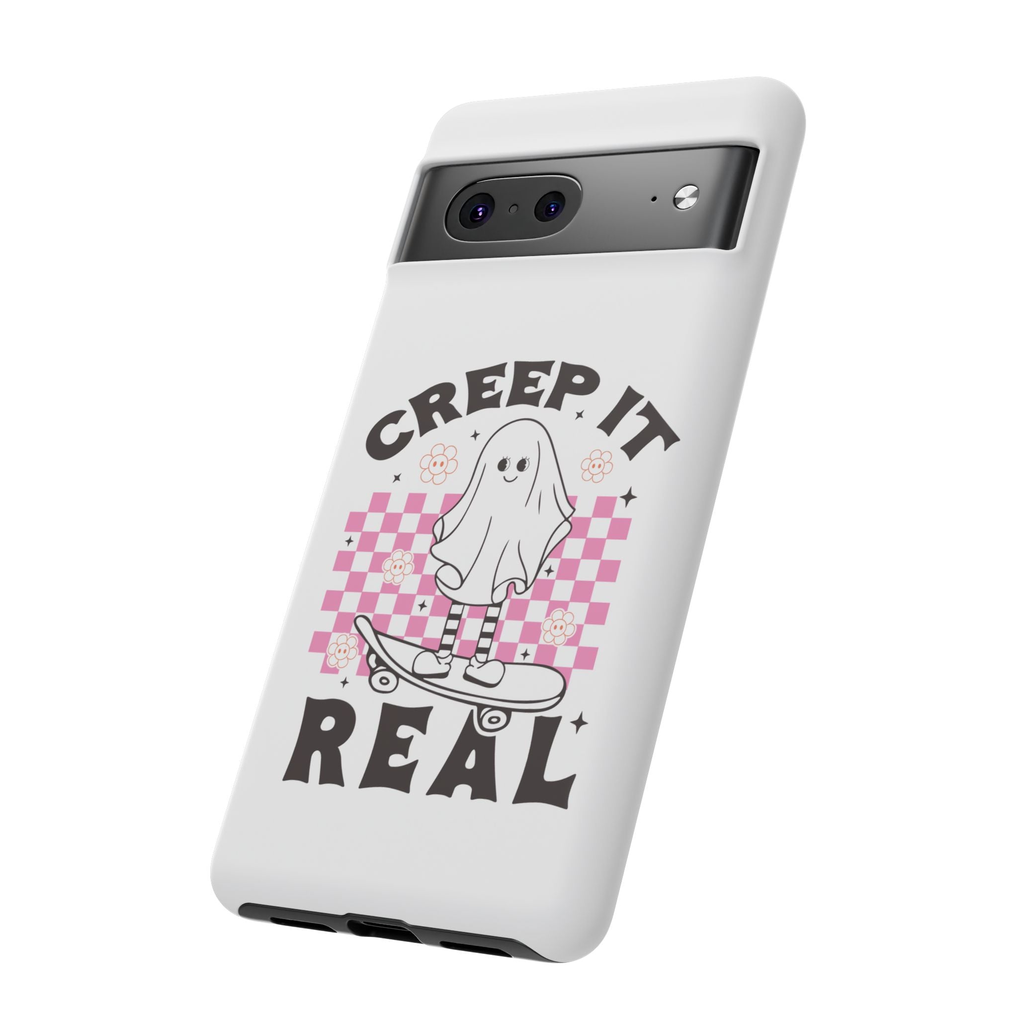 Cute Ghost Phone Case - Creep It Real, Halloween Accessories, Skateboard Theme, Kawaii Gift, Fun Phone Cover