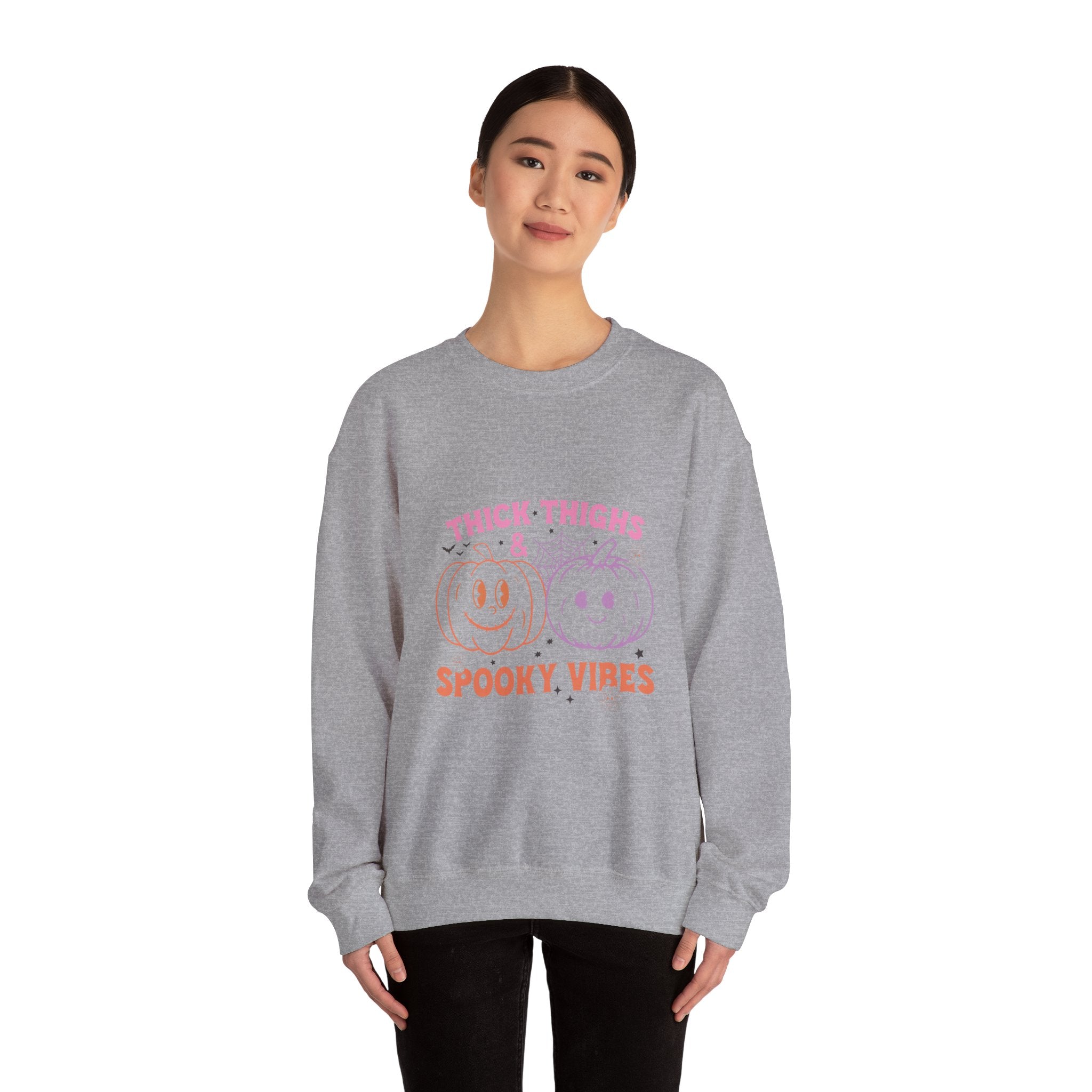 Spooky Vibes Sweatshirt, Pumpkin Crewneck, Halloween Apparel, Cozy Fall Fashion, Unisex Casual Wear, Perfect for Halloween Parties