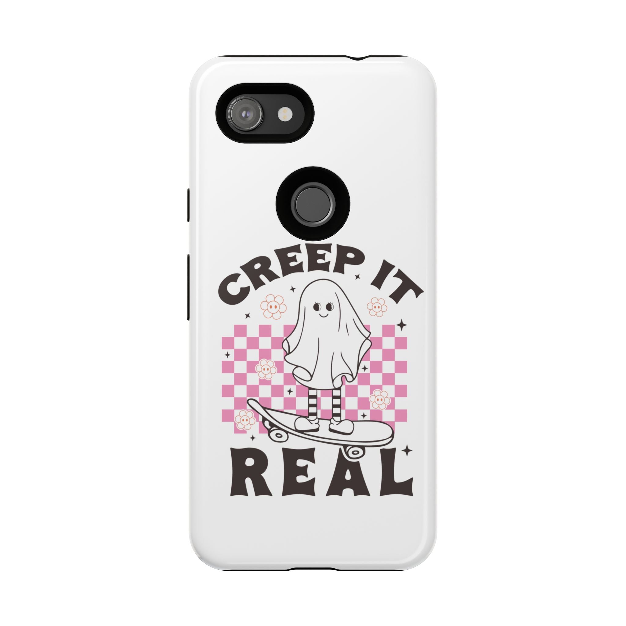 Cute Ghost Phone Case - Creep It Real, Halloween Accessories, Skateboard Theme, Kawaii Gift, Fun Phone Cover