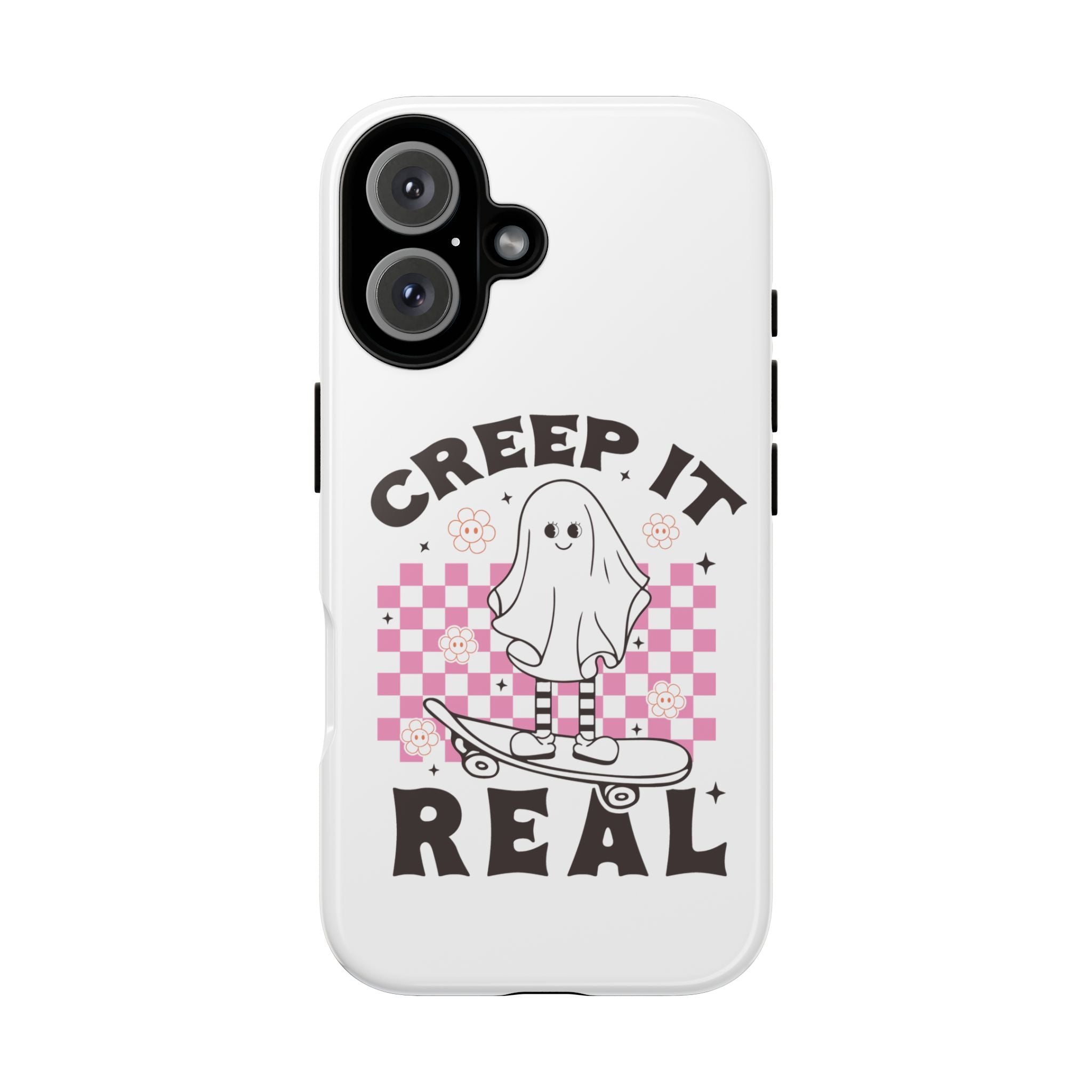 Cute Ghost Phone Case - Creep It Real, Halloween Accessories, Skateboard Theme, Kawaii Gift, Fun Phone Cover