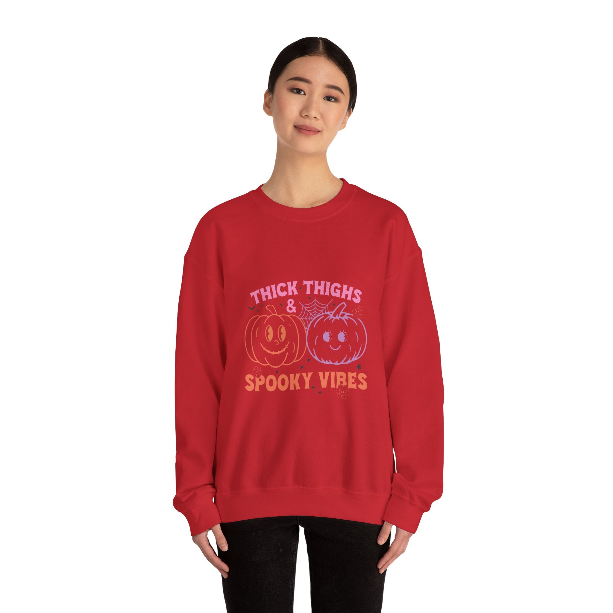 Spooky Vibes Sweatshirt, Pumpkin Crewneck, Halloween Apparel, Cozy Fall Fashion, Unisex Casual Wear, Perfect for Halloween Parties