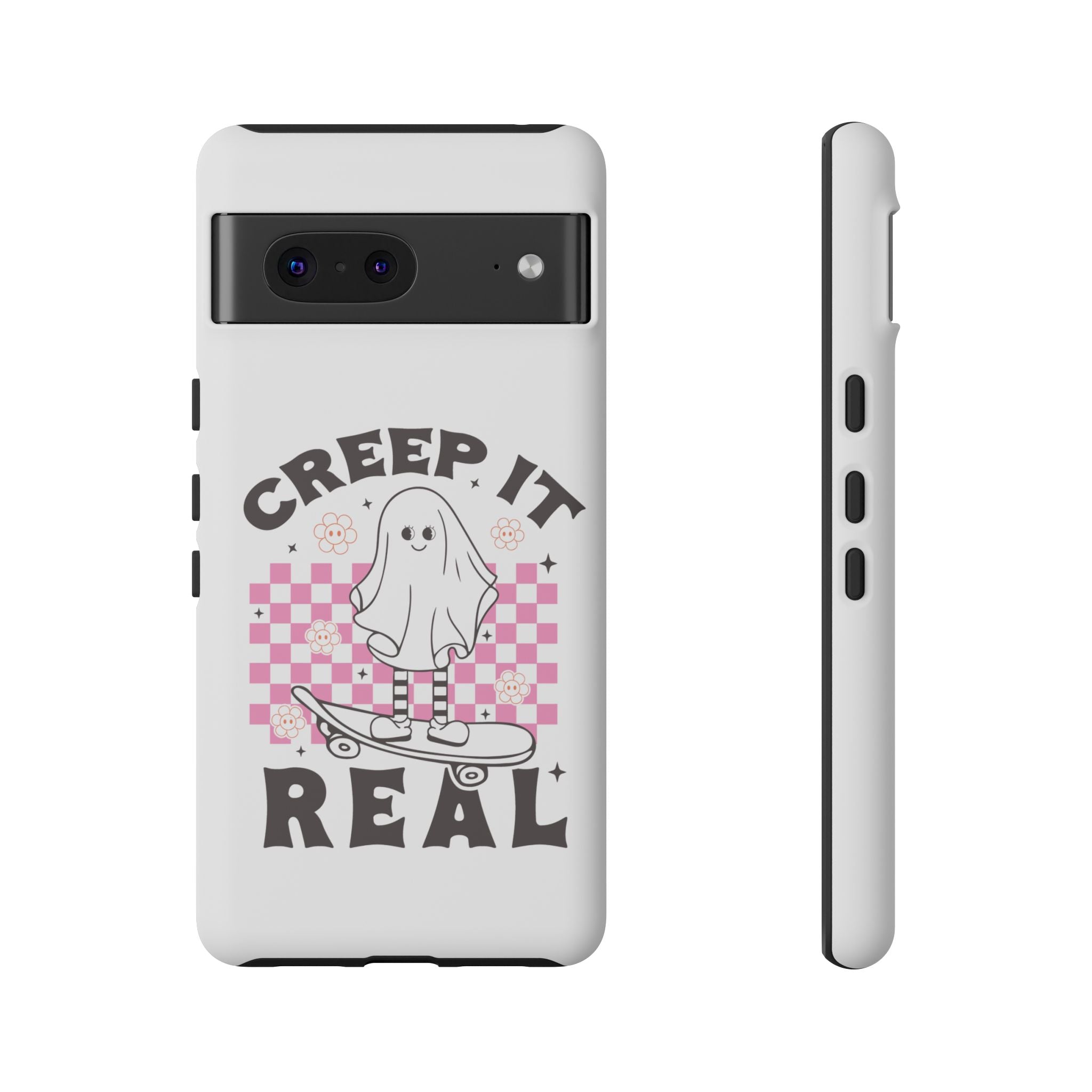 Cute Ghost Phone Case - Creep It Real, Halloween Accessories, Skateboard Theme, Kawaii Gift, Fun Phone Cover