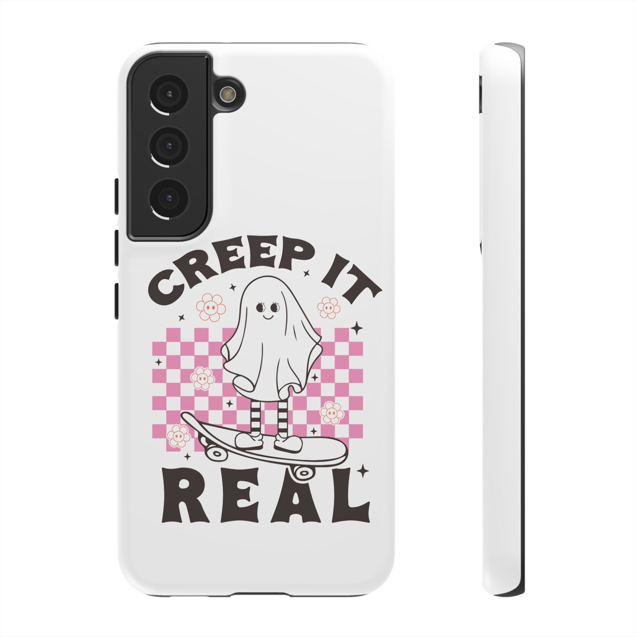 Cute Ghost Phone Case - Creep It Real, Halloween Accessories, Skateboard Theme, Kawaii Gift, Fun Phone Cover