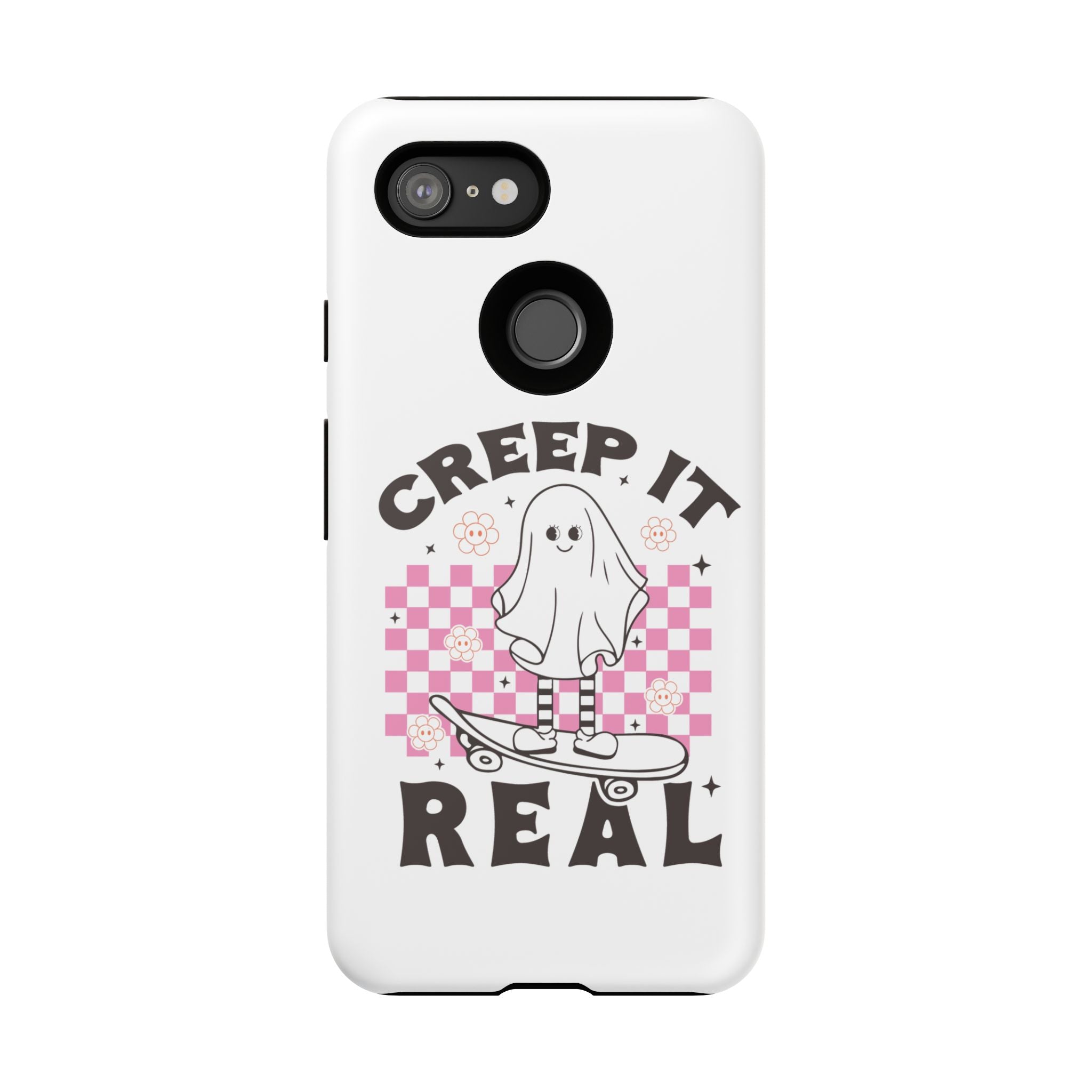 Cute Ghost Phone Case - Creep It Real, Halloween Accessories, Skateboard Theme, Kawaii Gift, Fun Phone Cover