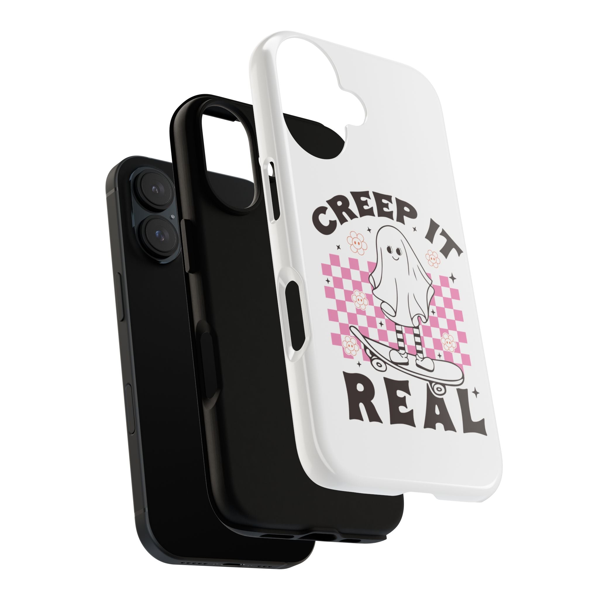 Cute Ghost Phone Case - Creep It Real, Halloween Accessories, Skateboard Theme, Kawaii Gift, Fun Phone Cover