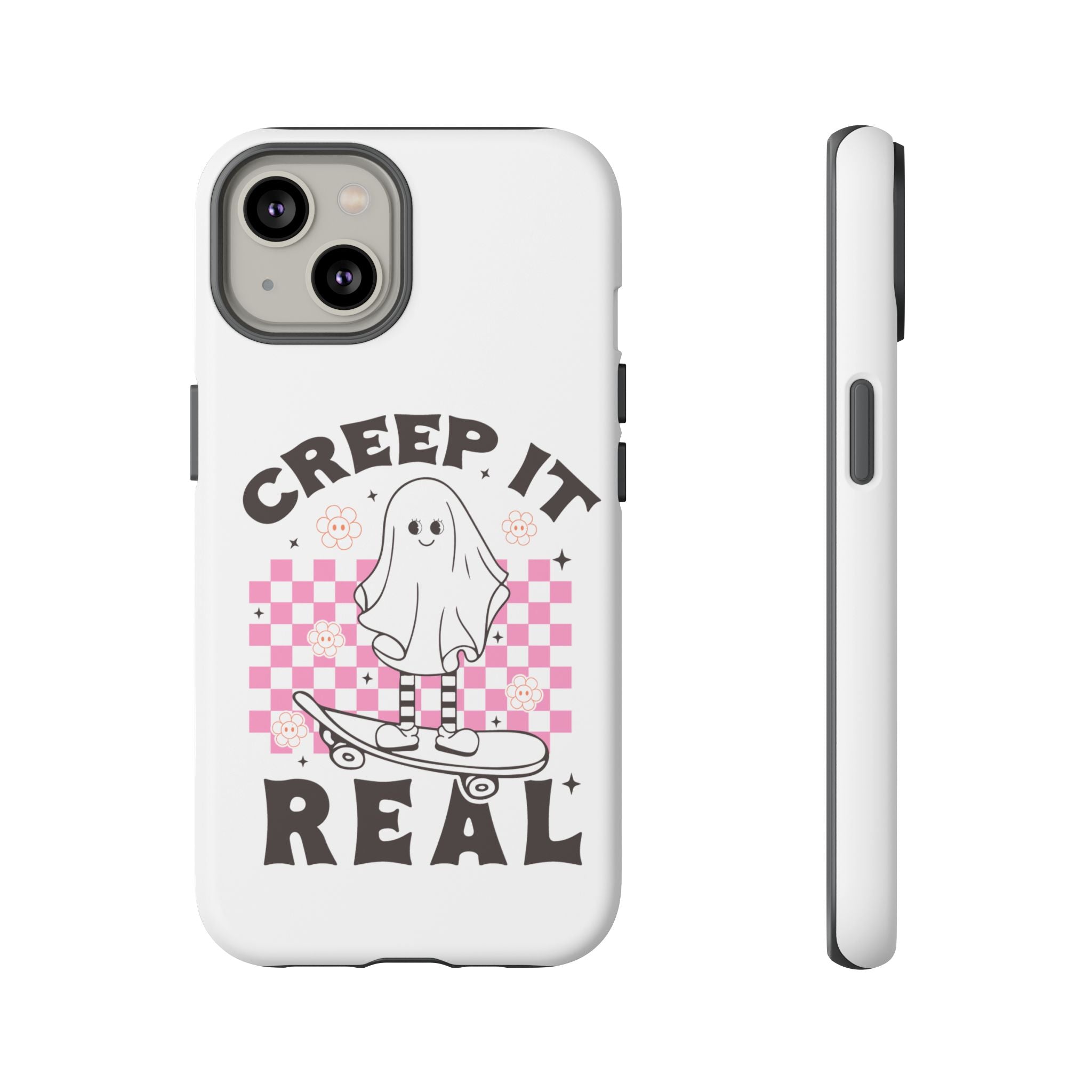 Cute Ghost Phone Case - Creep It Real, Halloween Accessories, Skateboard Theme, Kawaii Gift, Fun Phone Cover