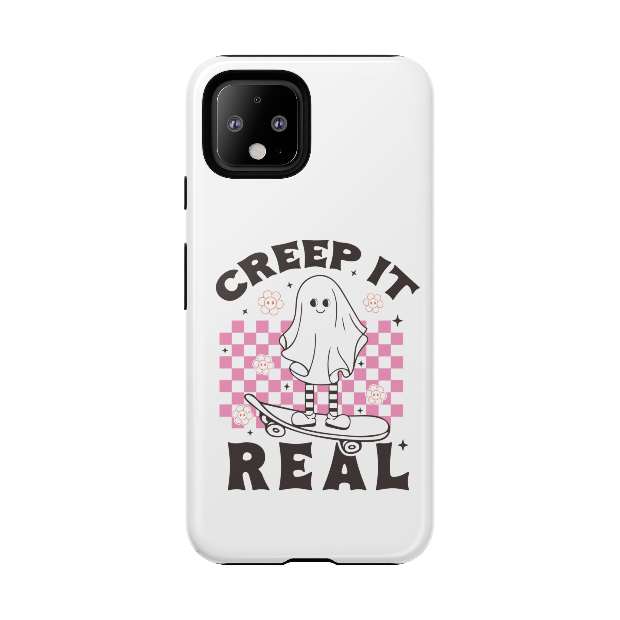 Cute Ghost Phone Case - Creep It Real, Halloween Accessories, Skateboard Theme, Kawaii Gift, Fun Phone Cover