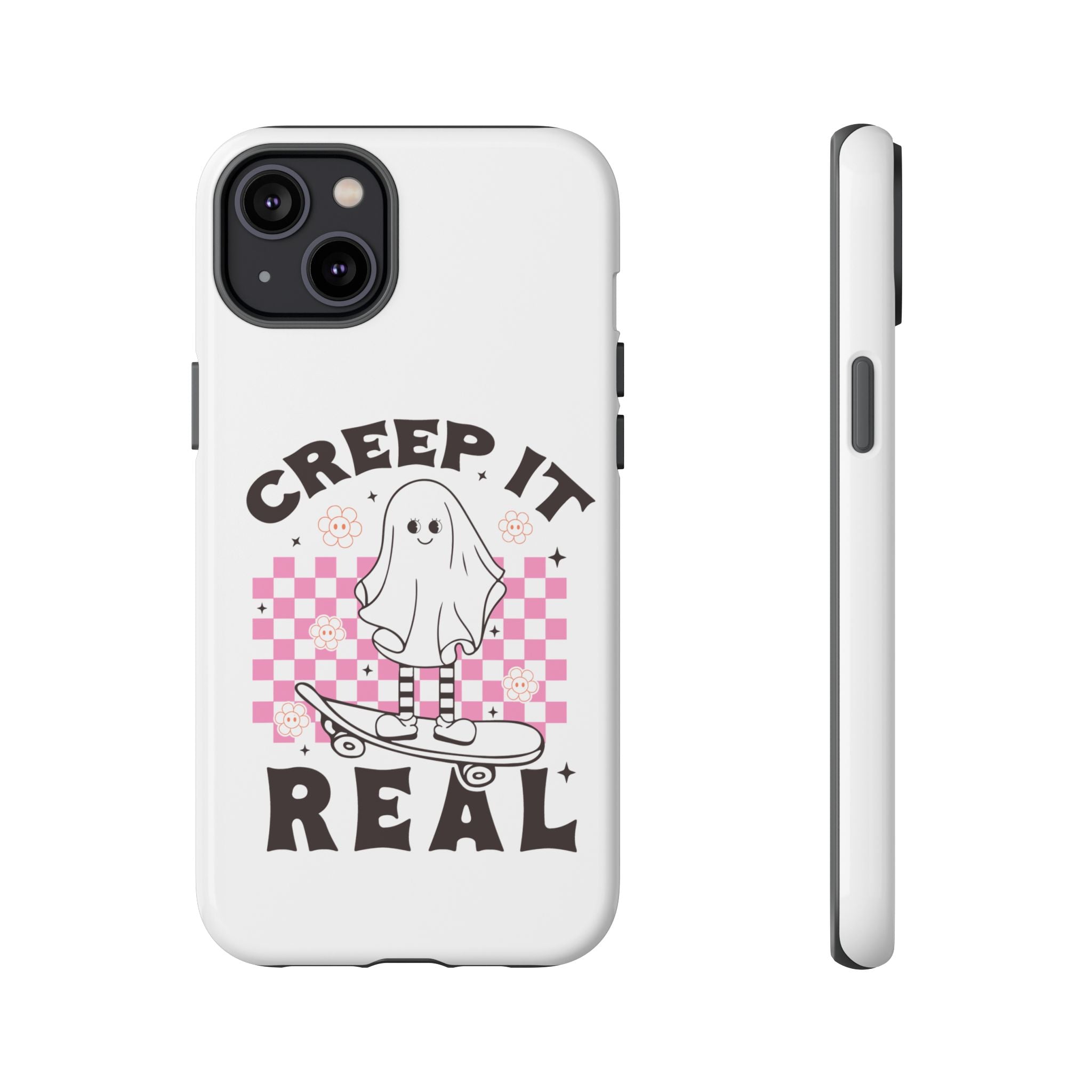 Cute Ghost Phone Case - Creep It Real, Halloween Accessories, Skateboard Theme, Kawaii Gift, Fun Phone Cover