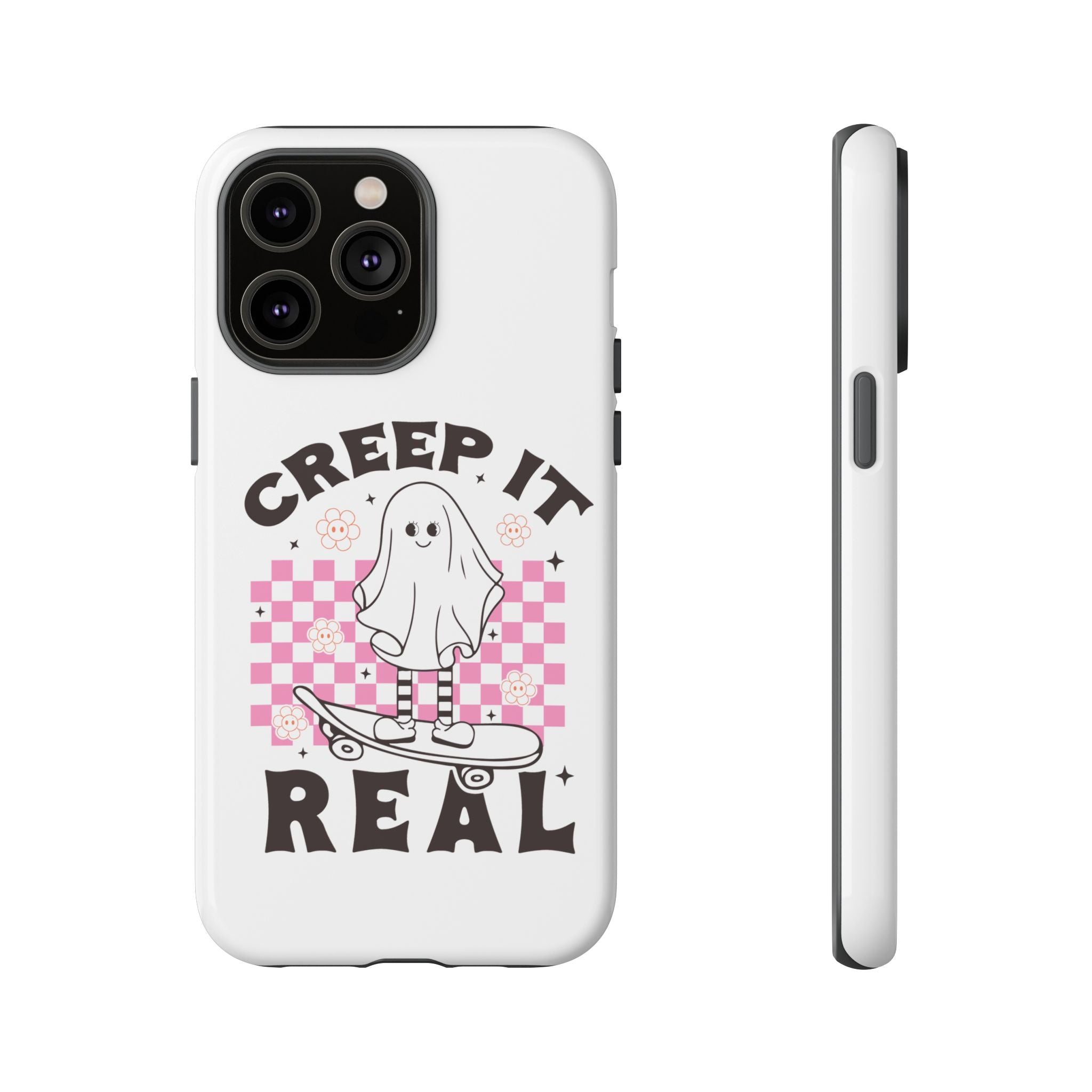 Cute Ghost Phone Case - Creep It Real, Halloween Accessories, Skateboard Theme, Kawaii Gift, Fun Phone Cover