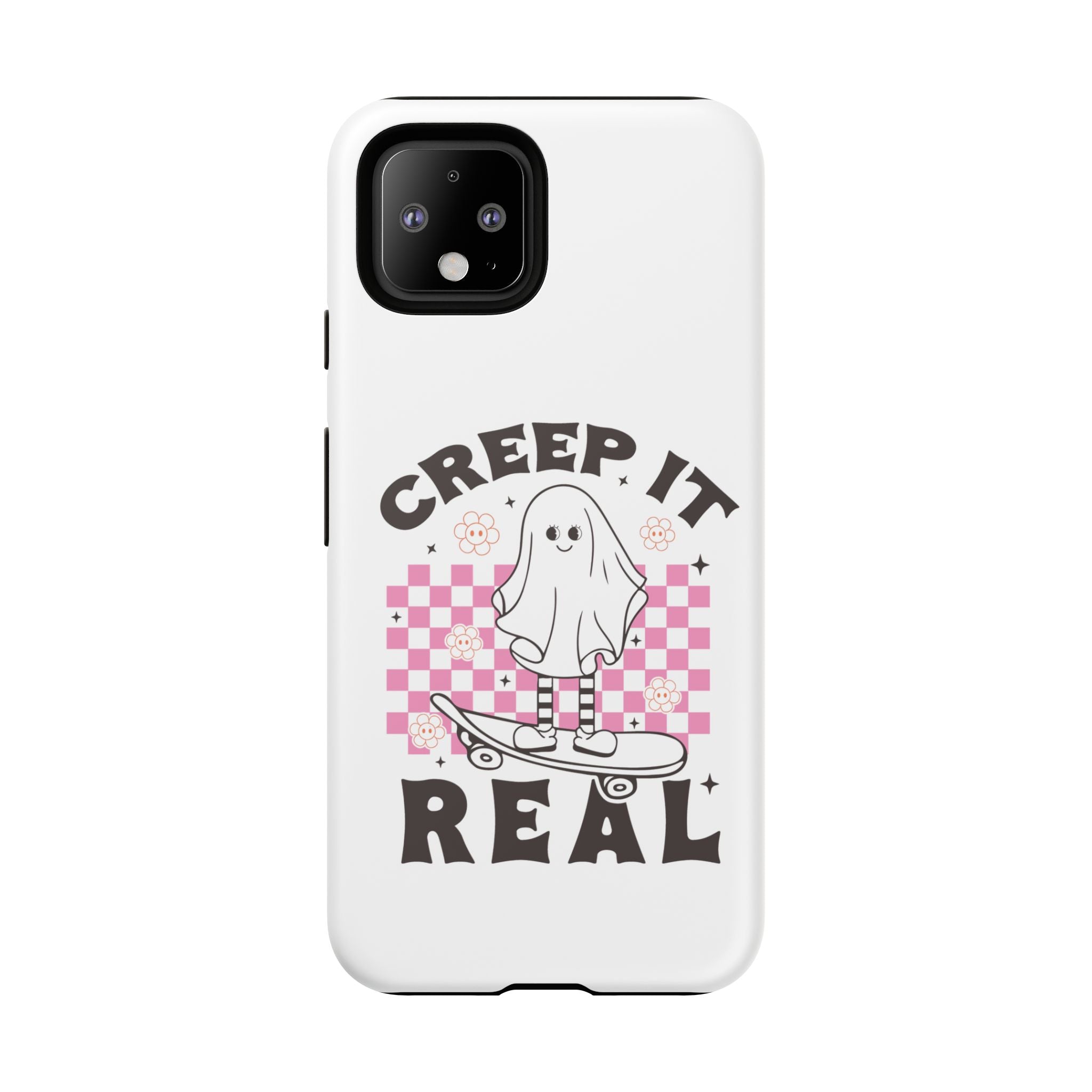 Cute Ghost Phone Case - Creep It Real, Halloween Accessories, Skateboard Theme, Kawaii Gift, Fun Phone Cover