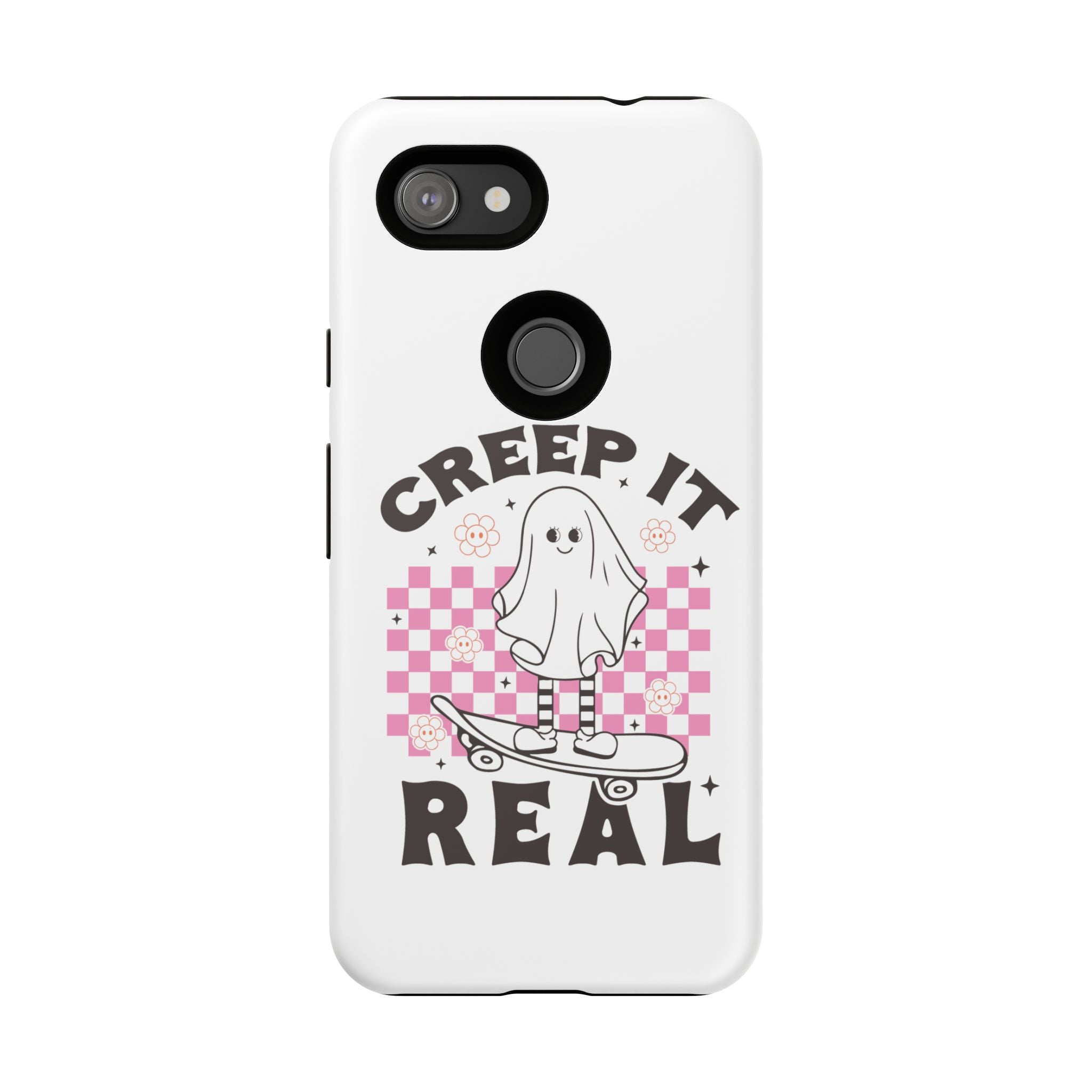 Cute Ghost Phone Case - Creep It Real, Halloween Accessories, Skateboard Theme, Kawaii Gift, Fun Phone Cover