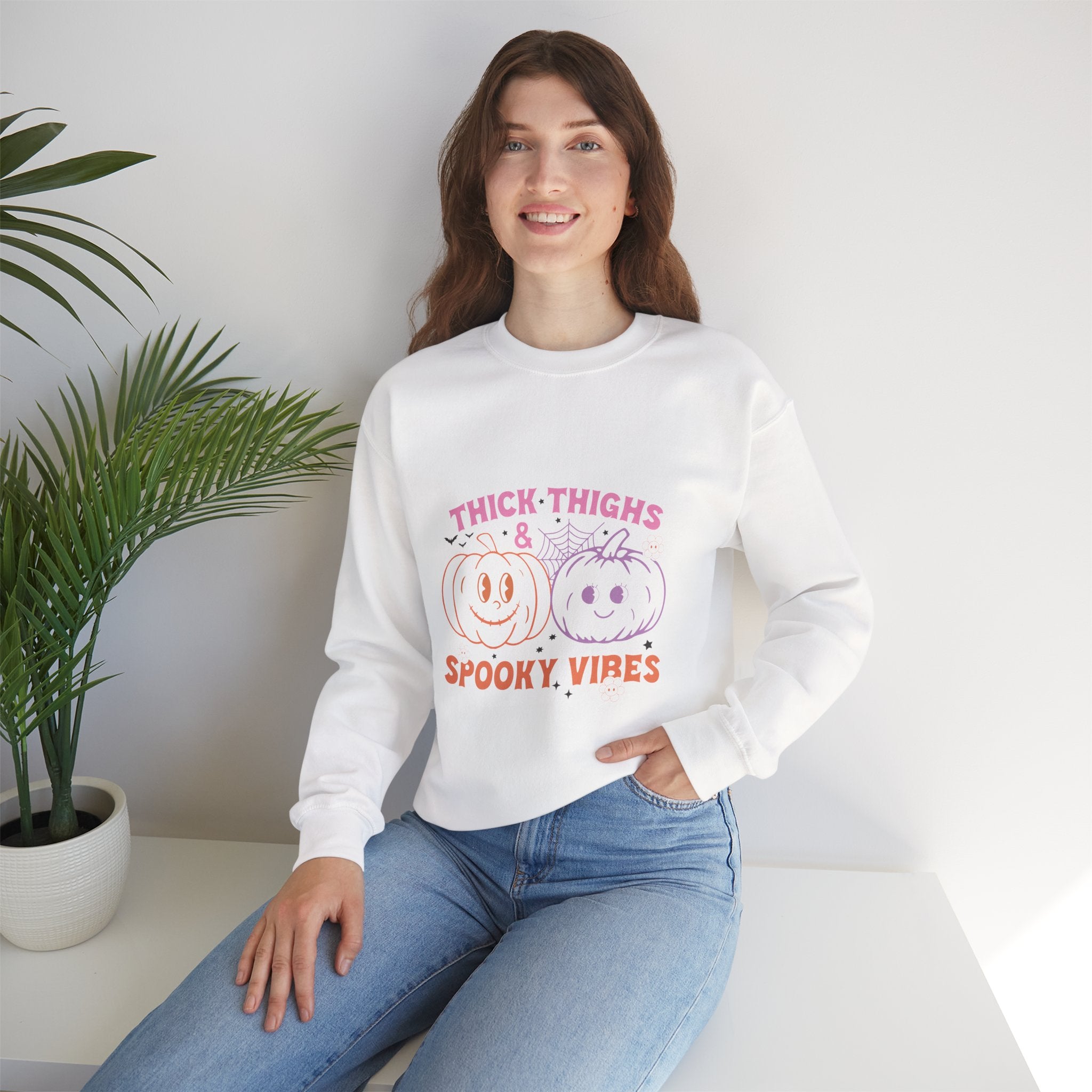 Spooky Vibes Sweatshirt, Pumpkin Crewneck, Halloween Apparel, Cozy Fall Fashion, Unisex Casual Wear, Perfect for Halloween Parties
