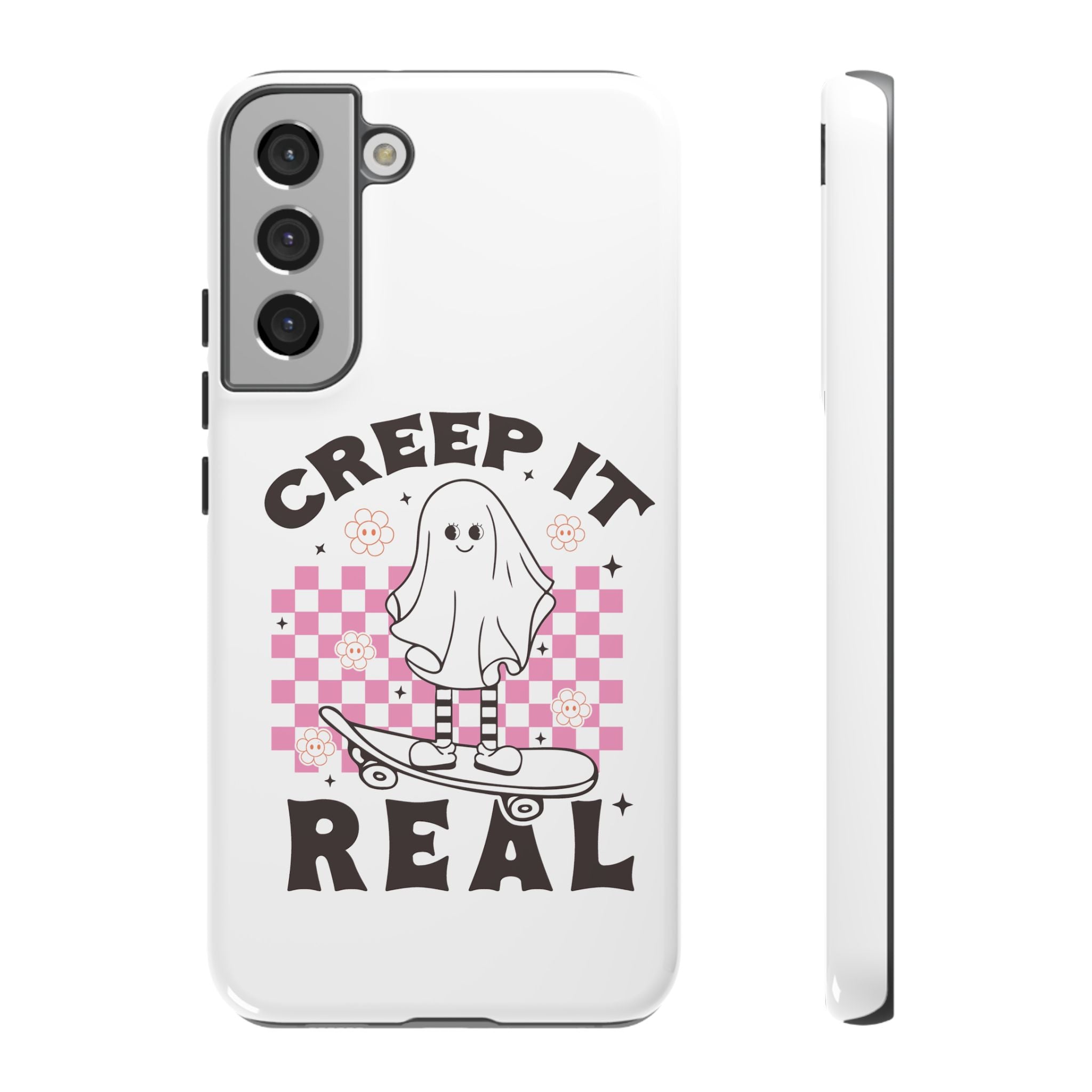 Cute Ghost Phone Case - Creep It Real, Halloween Accessories, Skateboard Theme, Kawaii Gift, Fun Phone Cover