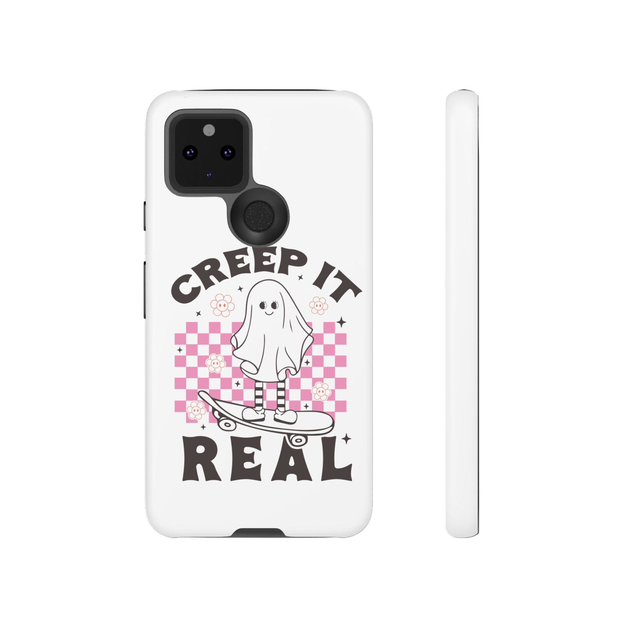 Cute Ghost Phone Case - Creep It Real, Halloween Accessories, Skateboard Theme, Kawaii Gift, Fun Phone Cover