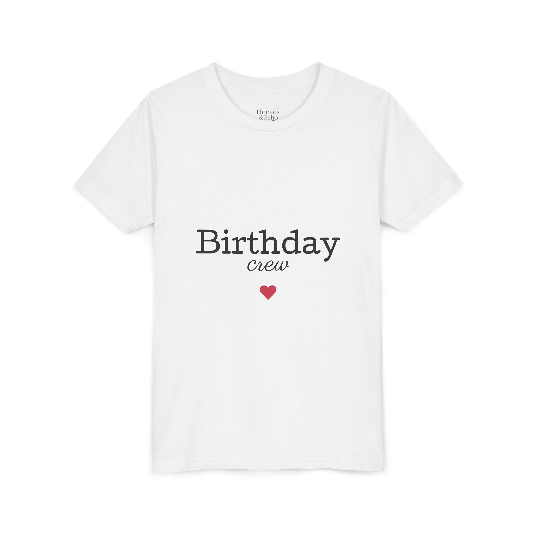 Birthday Crew Youth Tee, Fun Birthday Gift, Kids Party Shirt, Celebration Apparel, Birthday Celebration Clothing - Threads & Echo