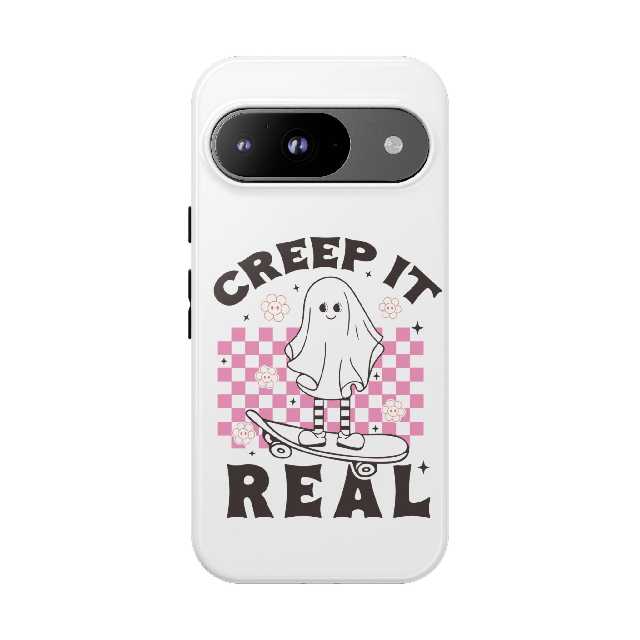 Cute Ghost Phone Case - Creep It Real, Halloween Accessories, Skateboard Theme, Kawaii Gift, Fun Phone Cover