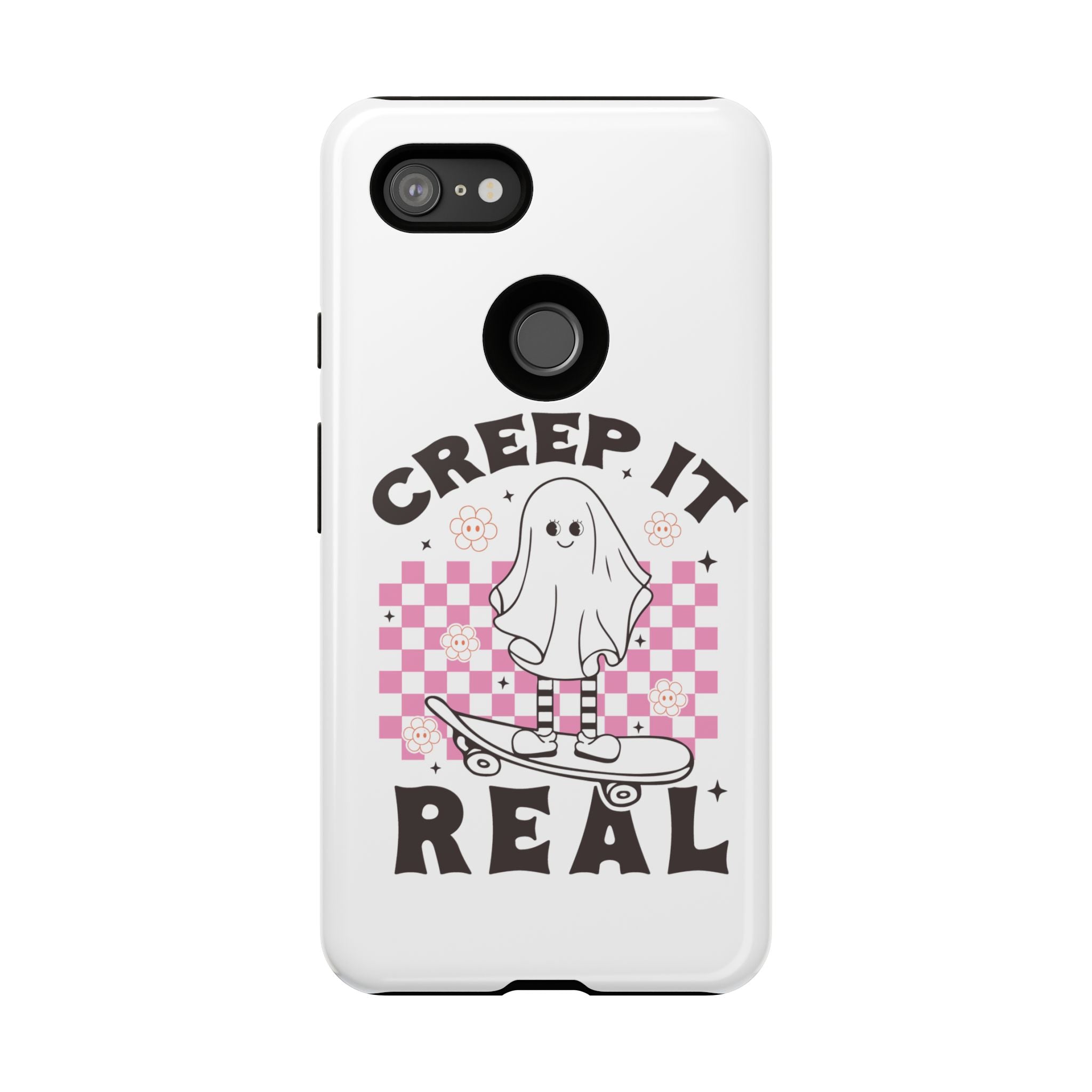 Cute Ghost Phone Case - Creep It Real, Halloween Accessories, Skateboard Theme, Kawaii Gift, Fun Phone Cover