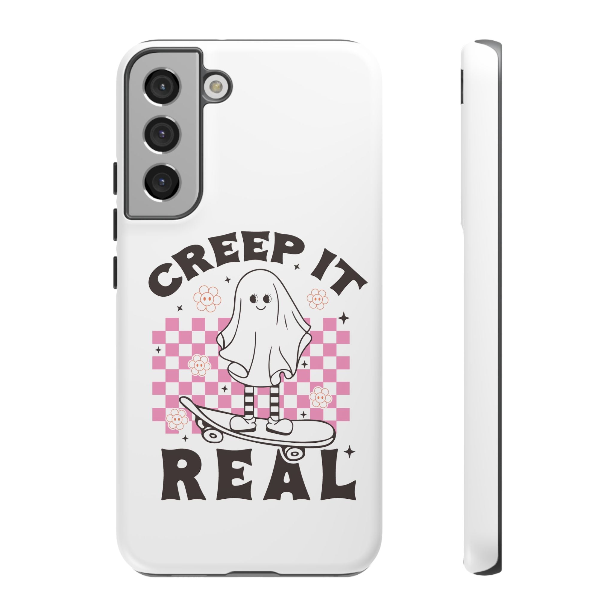 Cute Ghost Phone Case - Creep It Real, Halloween Accessories, Skateboard Theme, Kawaii Gift, Fun Phone Cover