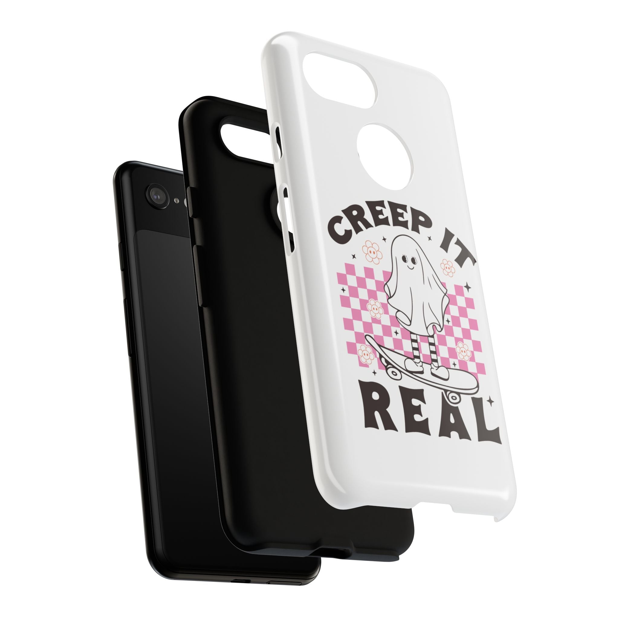 Cute Ghost Phone Case - Creep It Real, Halloween Accessories, Skateboard Theme, Kawaii Gift, Fun Phone Cover