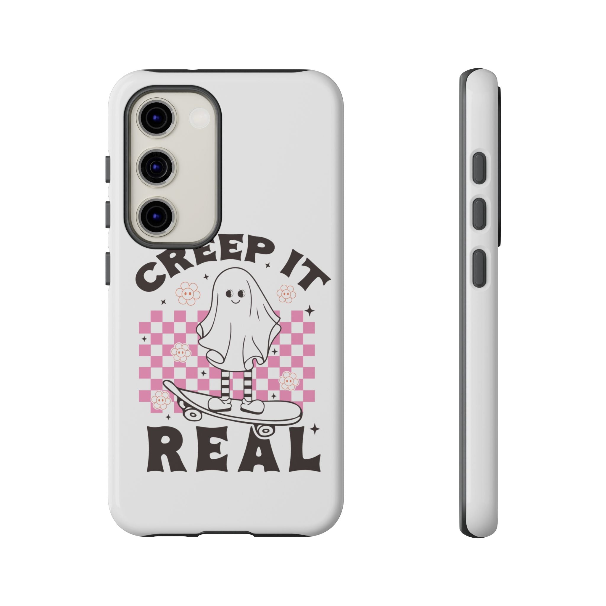 Cute Ghost Phone Case - Creep It Real, Halloween Accessories, Skateboard Theme, Kawaii Gift, Fun Phone Cover