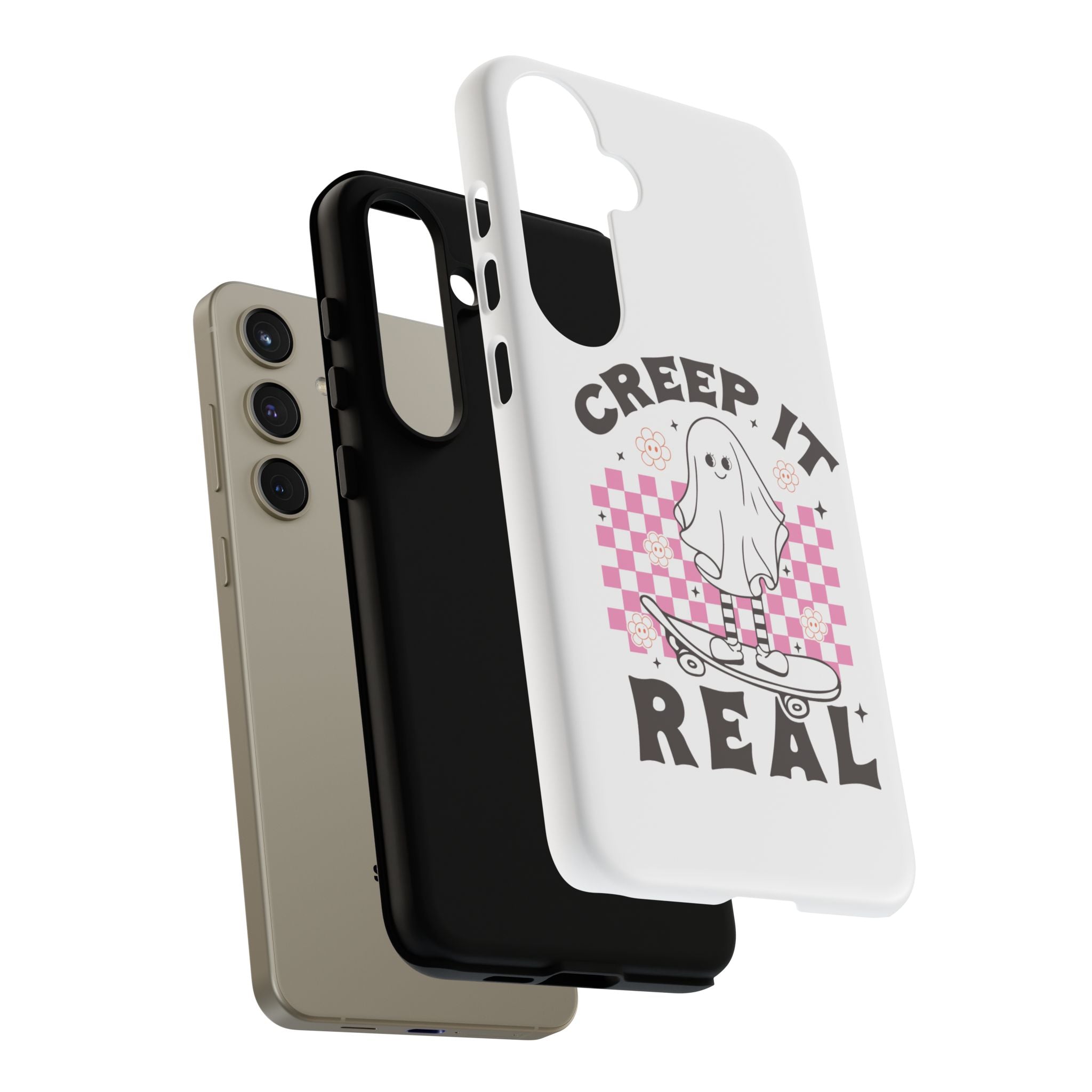 Cute Ghost Phone Case - Creep It Real, Halloween Accessories, Skateboard Theme, Kawaii Gift, Fun Phone Cover
