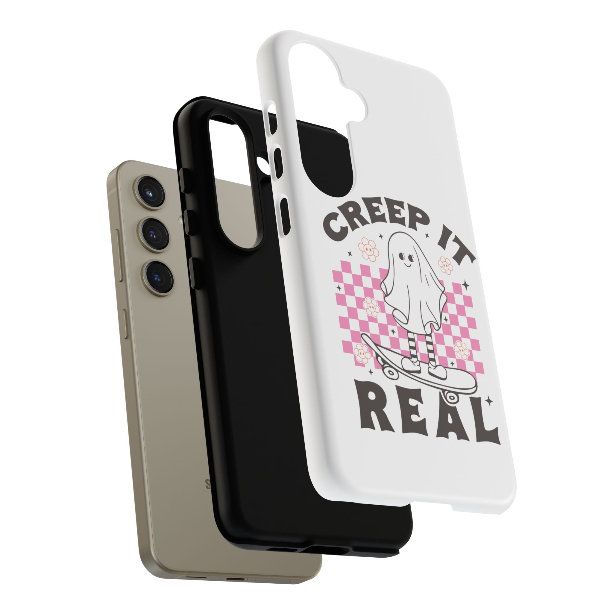 Cute Ghost Phone Case - Creep It Real, Halloween Accessories, Skateboard Theme, Kawaii Gift, Fun Phone Cover