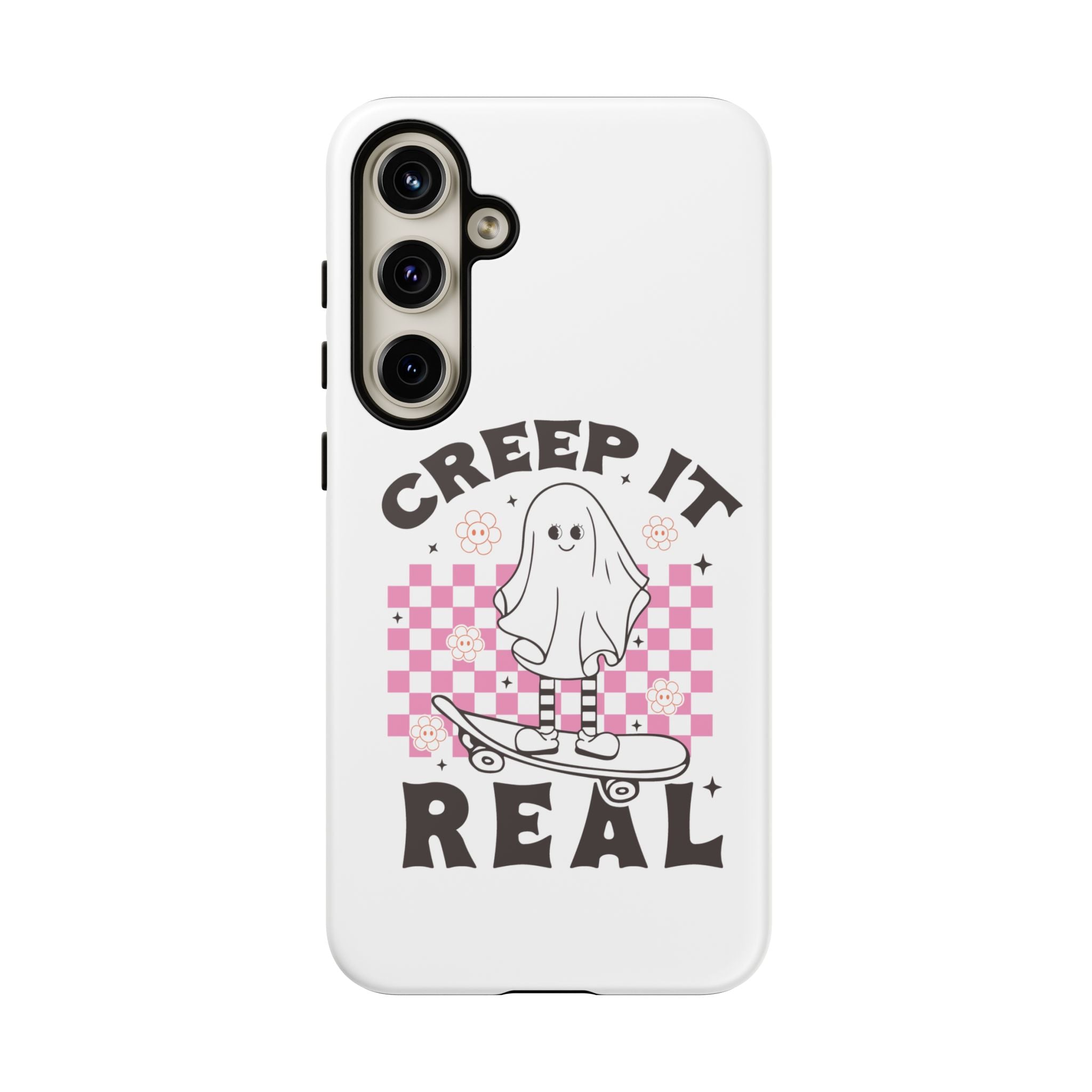 Cute Ghost Phone Case - Creep It Real, Halloween Accessories, Skateboard Theme, Kawaii Gift, Fun Phone Cover
