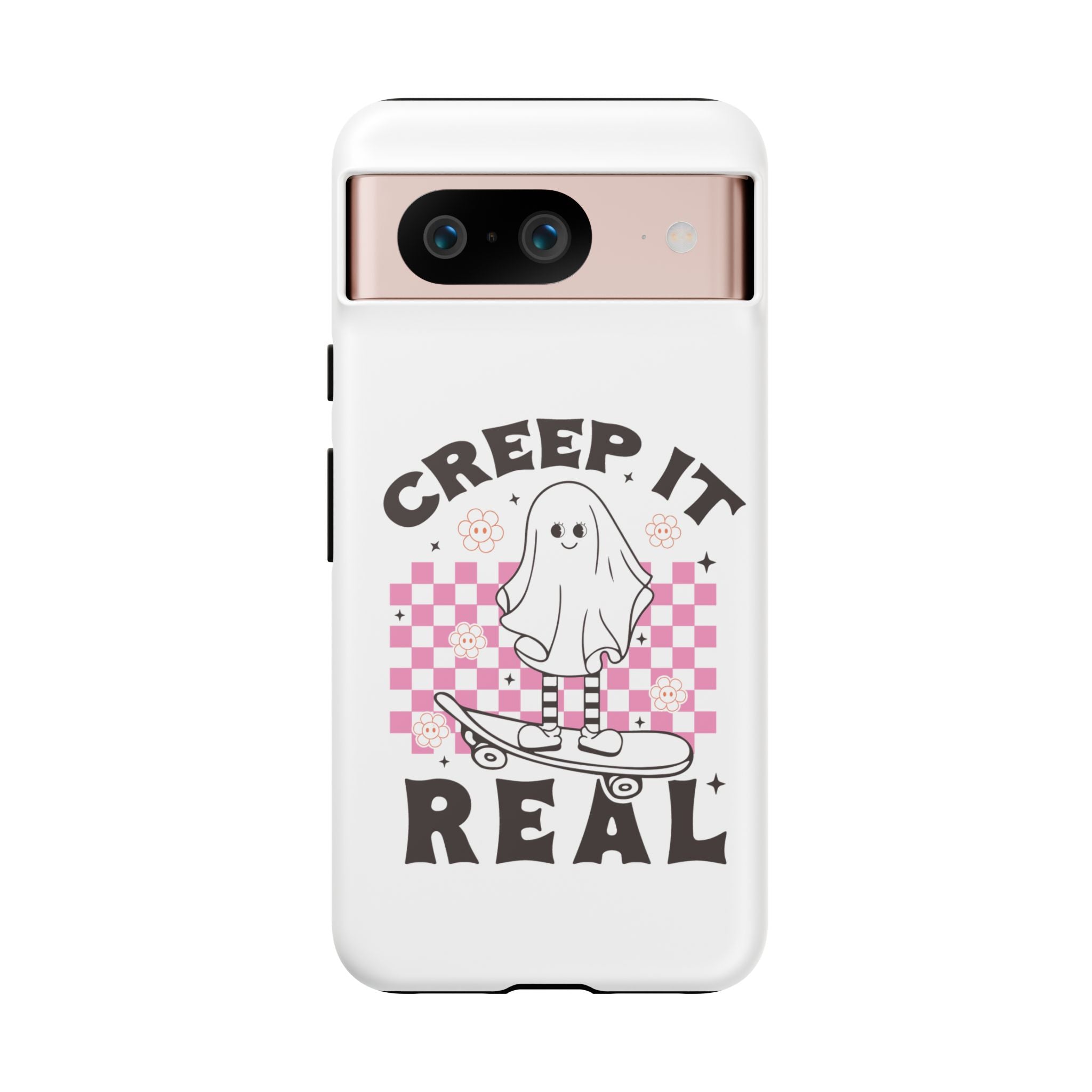 Cute Ghost Phone Case - Creep It Real, Halloween Accessories, Skateboard Theme, Kawaii Gift, Fun Phone Cover