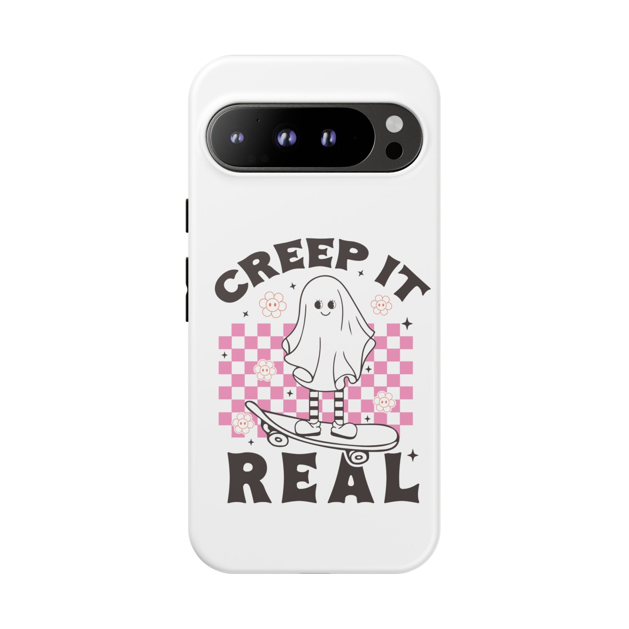 Cute Ghost Phone Case - Creep It Real, Halloween Accessories, Skateboard Theme, Kawaii Gift, Fun Phone Cover