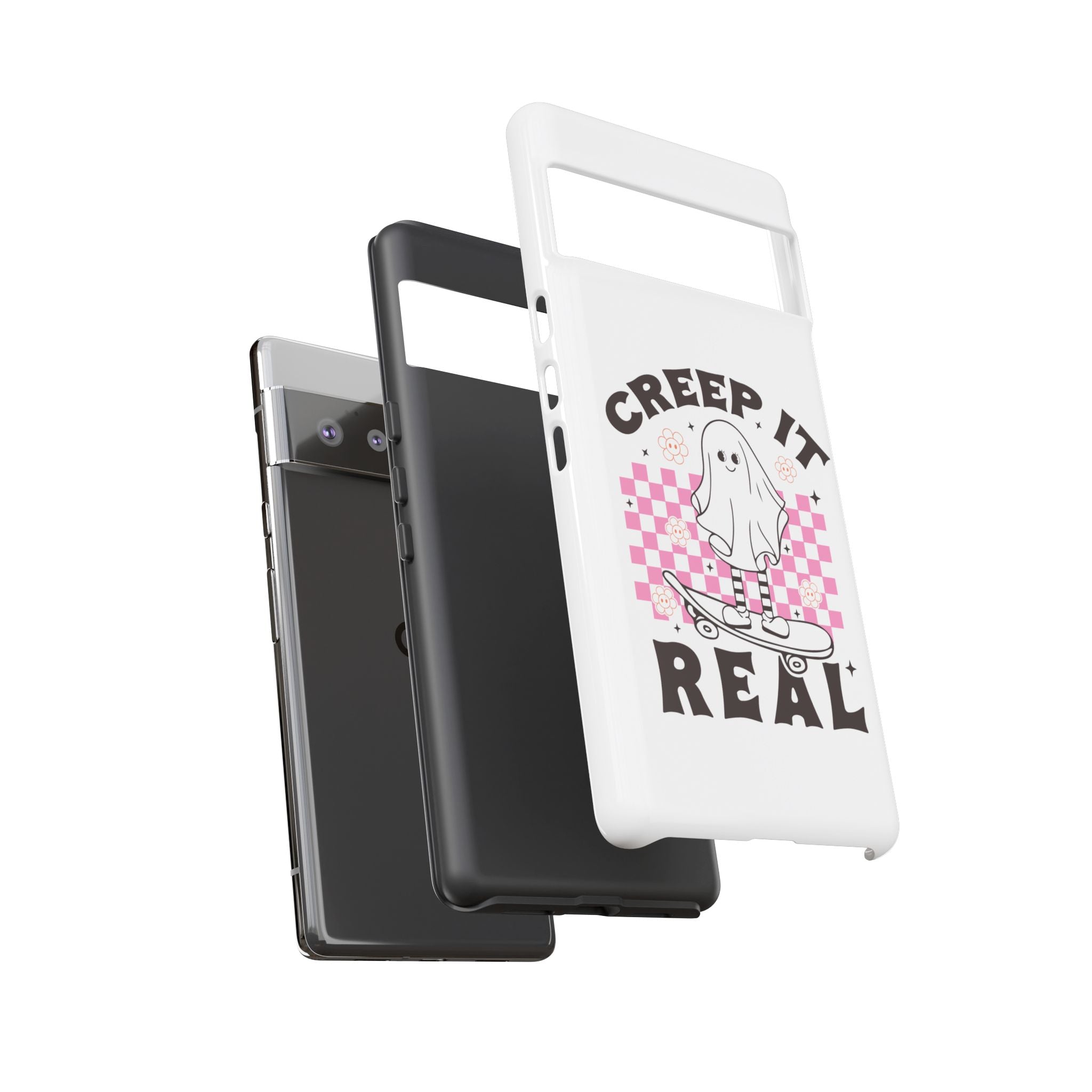 Cute Ghost Phone Case - Creep It Real, Halloween Accessories, Skateboard Theme, Kawaii Gift, Fun Phone Cover