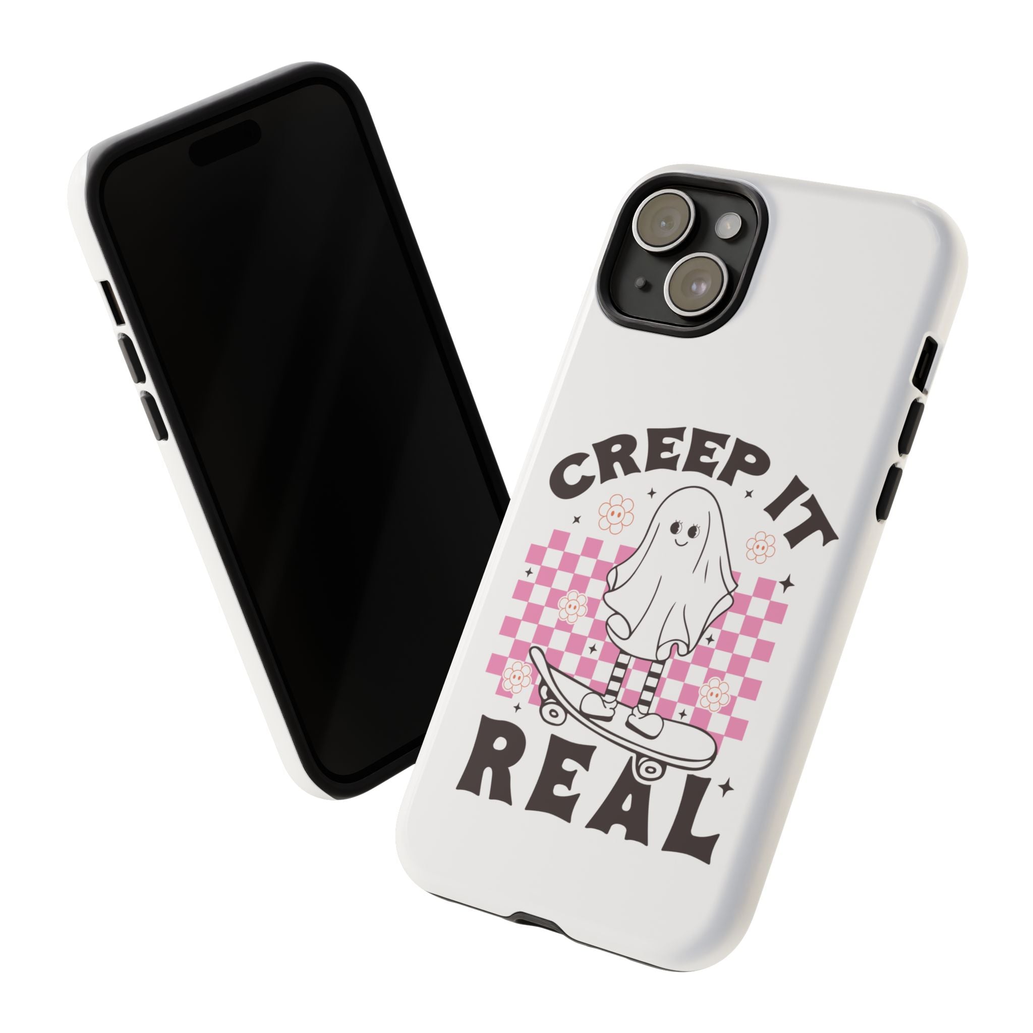 Cute Ghost Phone Case - Creep It Real, Halloween Accessories, Skateboard Theme, Kawaii Gift, Fun Phone Cover