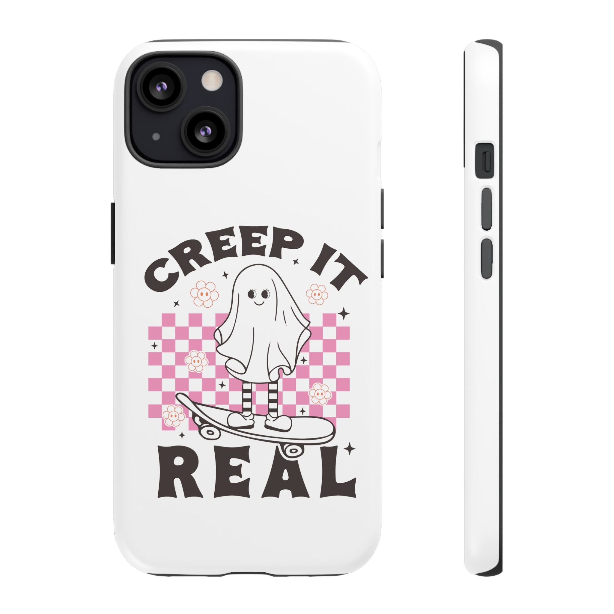Cute Ghost Phone Case - Creep It Real, Halloween Accessories, Skateboard Theme, Kawaii Gift, Fun Phone Cover
